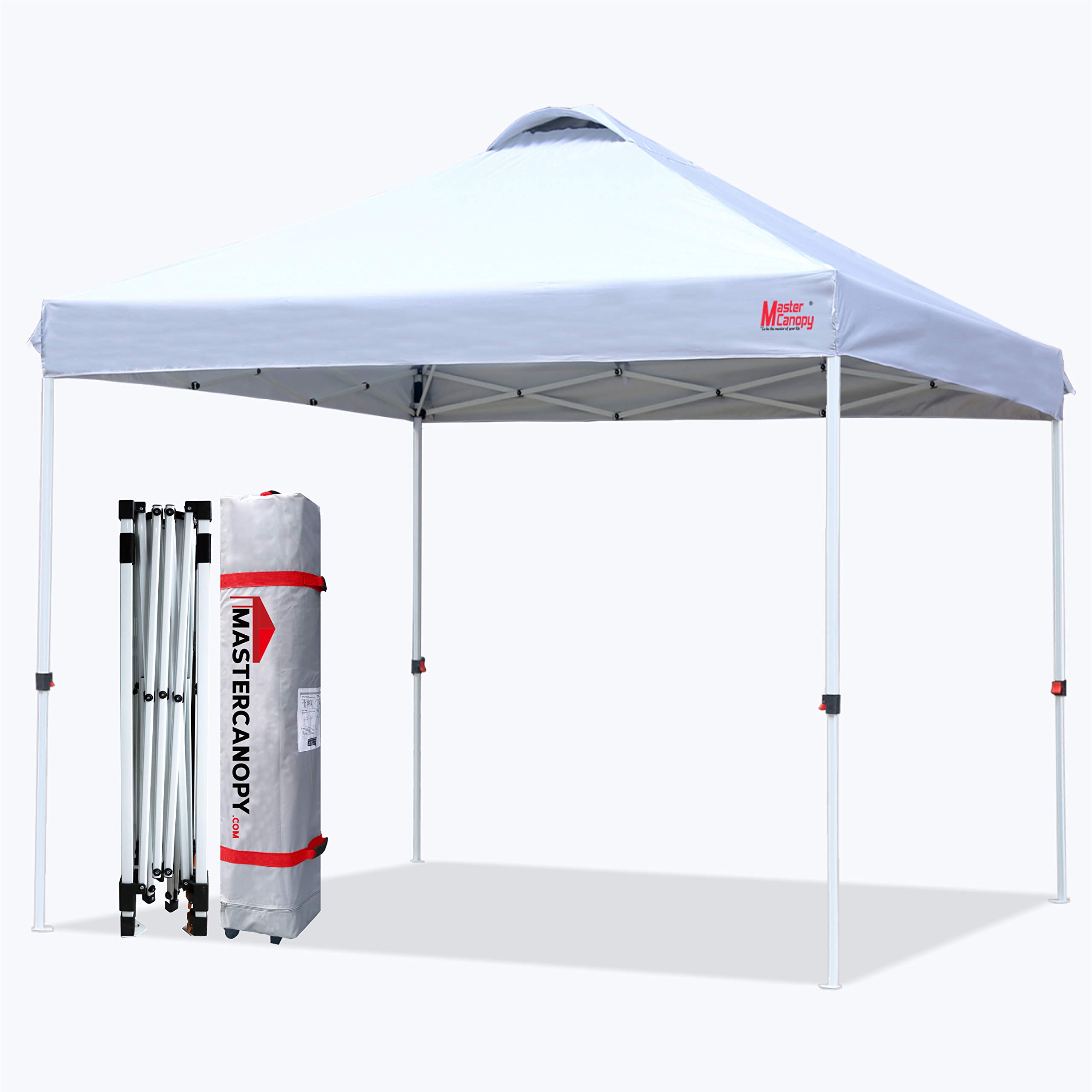 MASTERCANOPY Durable Ez Pop-up Canopy Tent with Roller Bag (8x8, White)