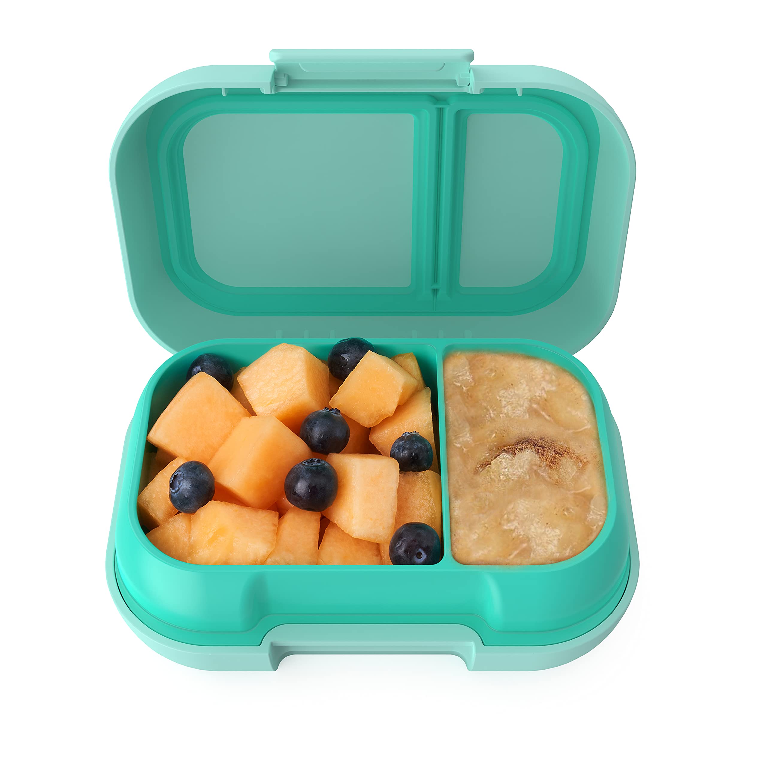 Bentgo Kids Snack - 2 Compartment Leak-Proof Bento-Style Food Storage for Snacks and Small Meals, Easy-Open Latch, Dishwasher Safe, and BPA-Free - Ideal for Ages 3+ (Aqua)