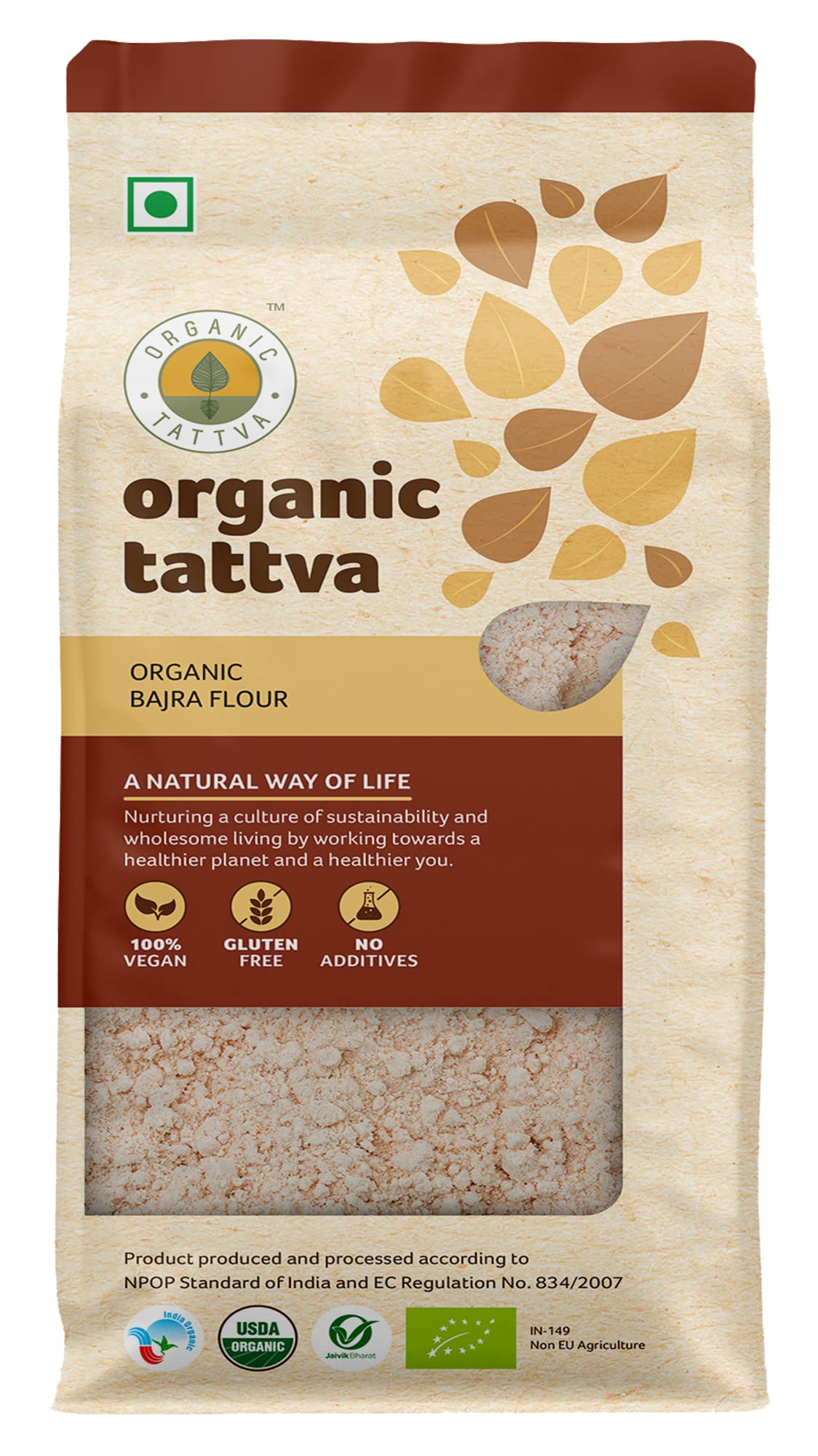 Organic Tattva Bajra Flour (Millet Flour), 500g Certified By USDA Organic