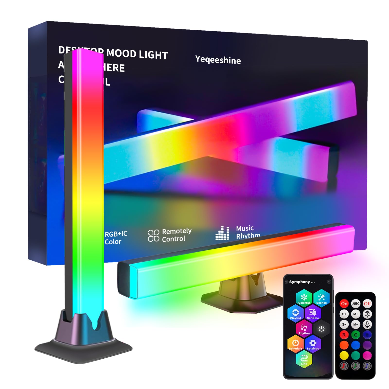 RGB Light Bar, 16 Milion Colors Smart Light Bar, Music Sync Ambient Lighting LED Light Bar, Brightness Dimmable and Timer TV Backlight LED Light for Bedroom, Gaming, PC, Party