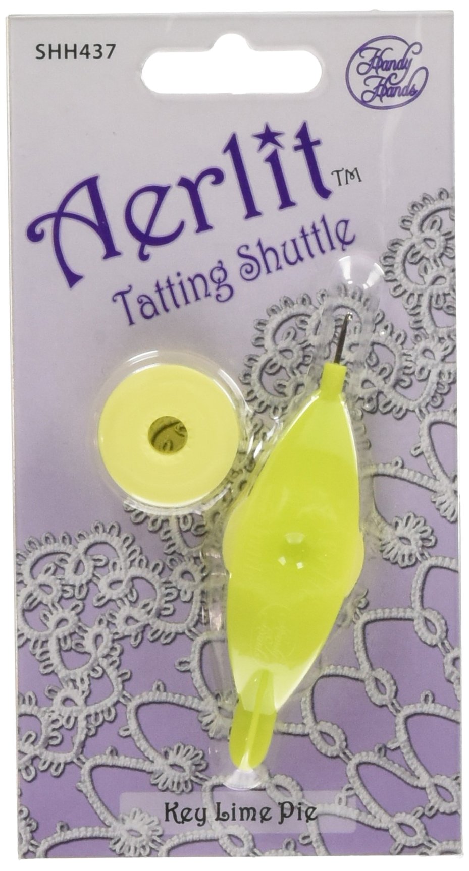 Handy Hands Aerlit Tatting Shuttle with 2 bobbins – SHH437, Key Lime Pie