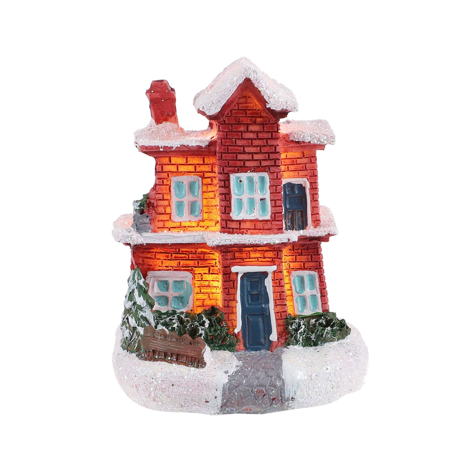 TENDYCOCOTENDYCOCO Christmas House Tiny Resin House Xmas Desktop Ornament Snow Village Decor Resin House Decor Festival Christmas Decorations Micro Village Houses Xmas House Ornament