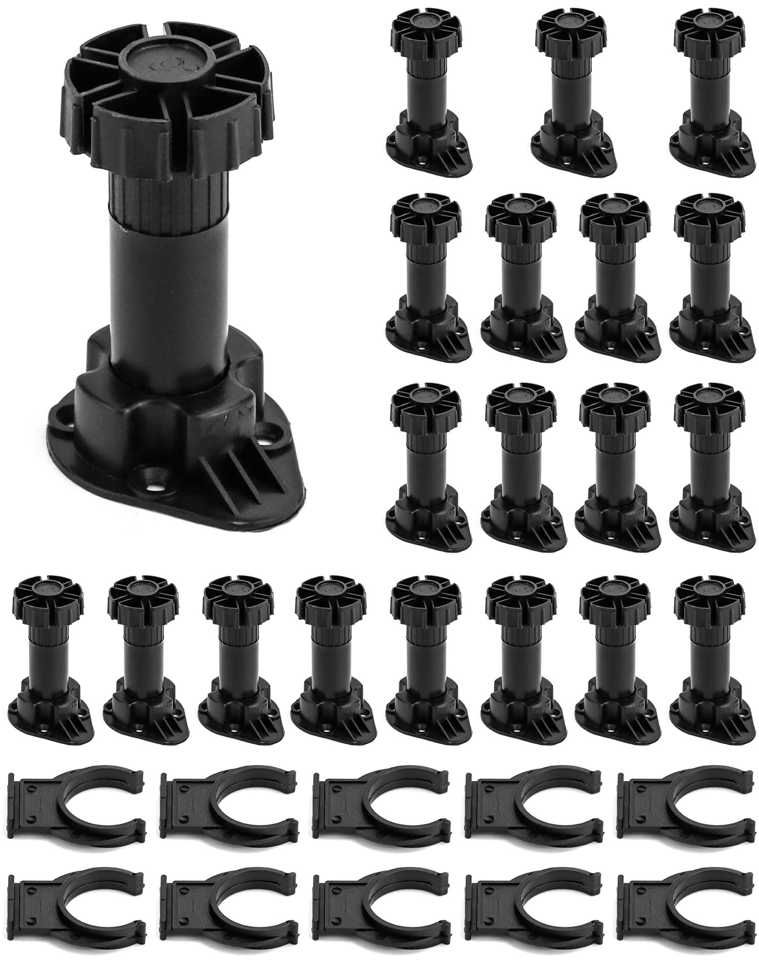 QWORK® 20 Pieces Furniture Feet Leveling Feet Adjustable, kitchen cabinet legs, Extended Range: 100-120mm