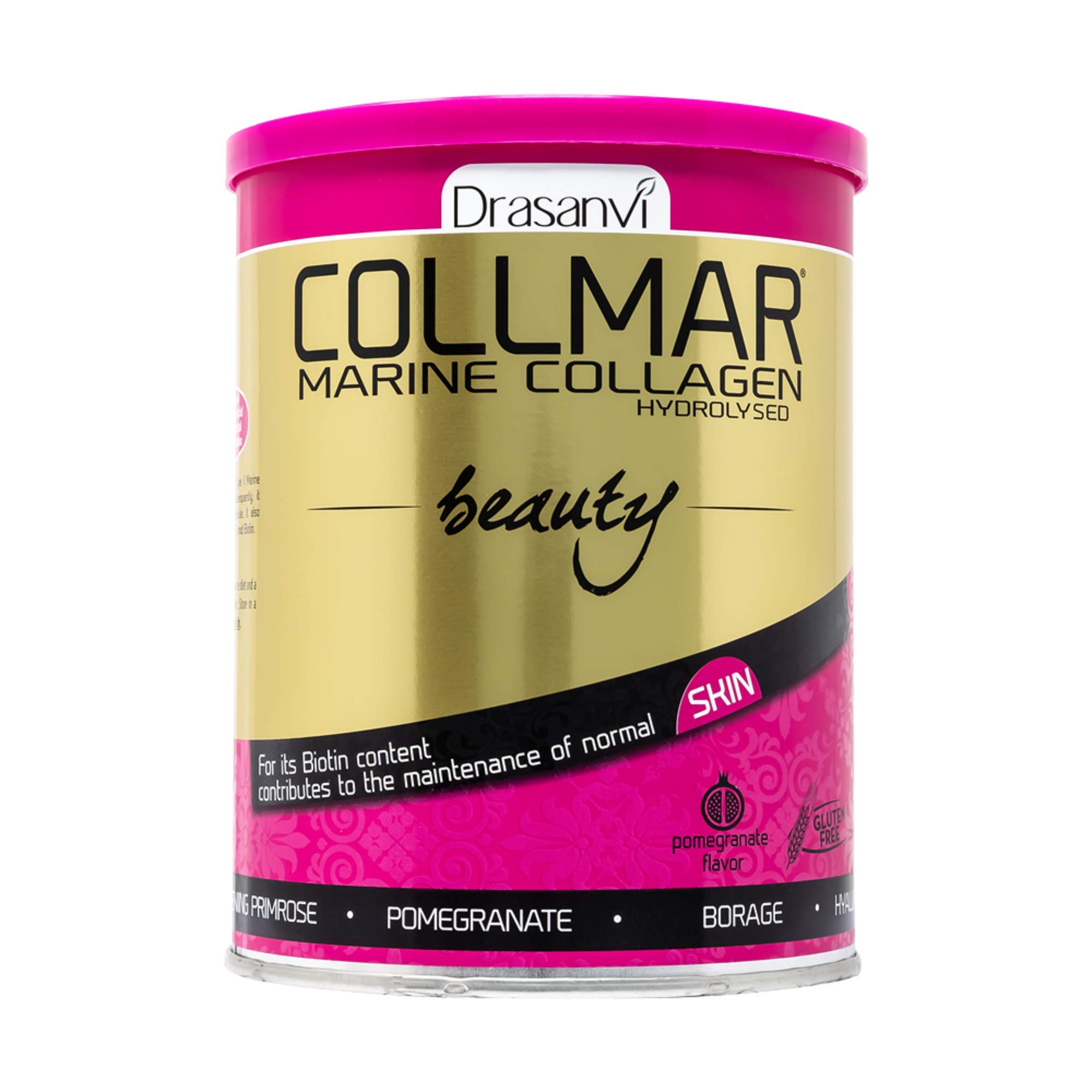 Drasanvi COLLMAR Beauty Hydrolyzed Marine Collagen Powder 275g/ 9.70 Ounce/Pomegranate Flavor - Smoothness and Elasticity with Hyaluronic Acid and Vitamin C