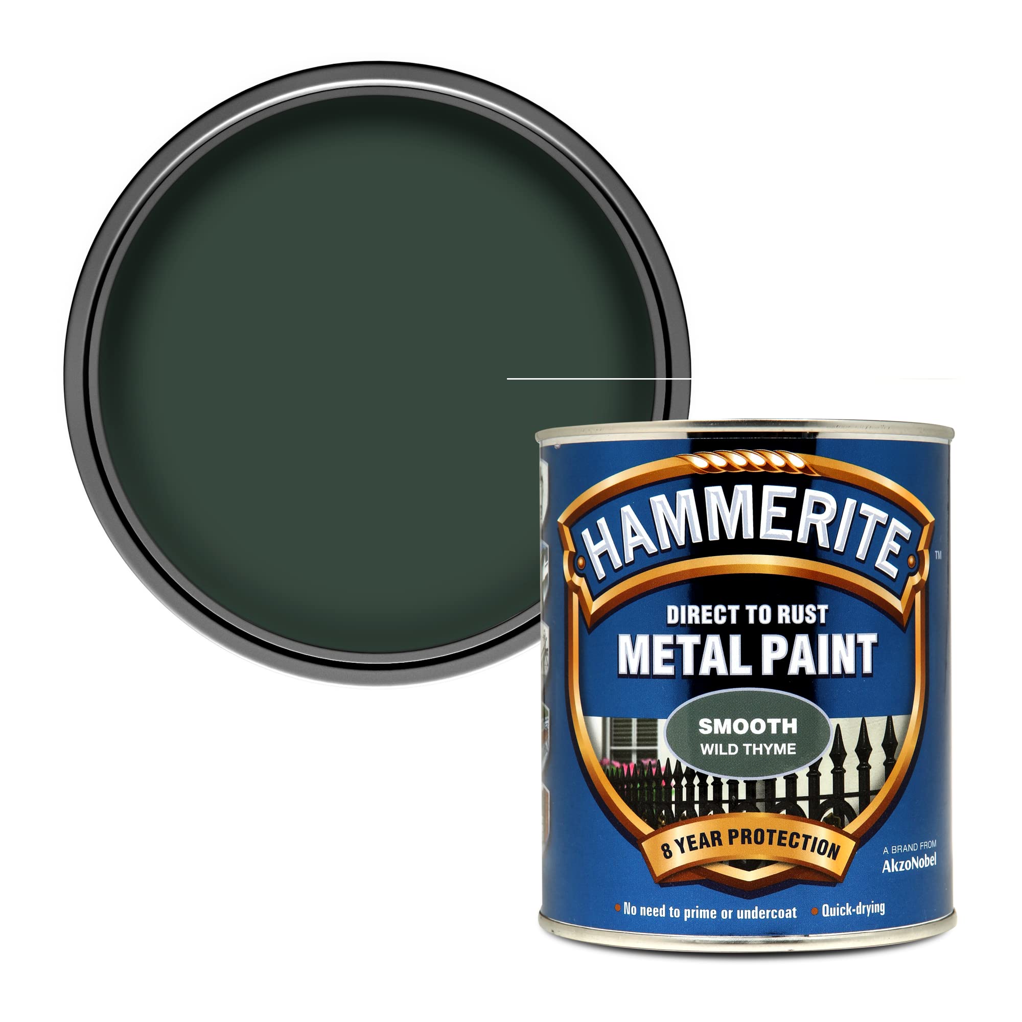 Hammerite 5158230 Direct to Rust Metal Paint - Smooth Wild Thyme Finish 750ML