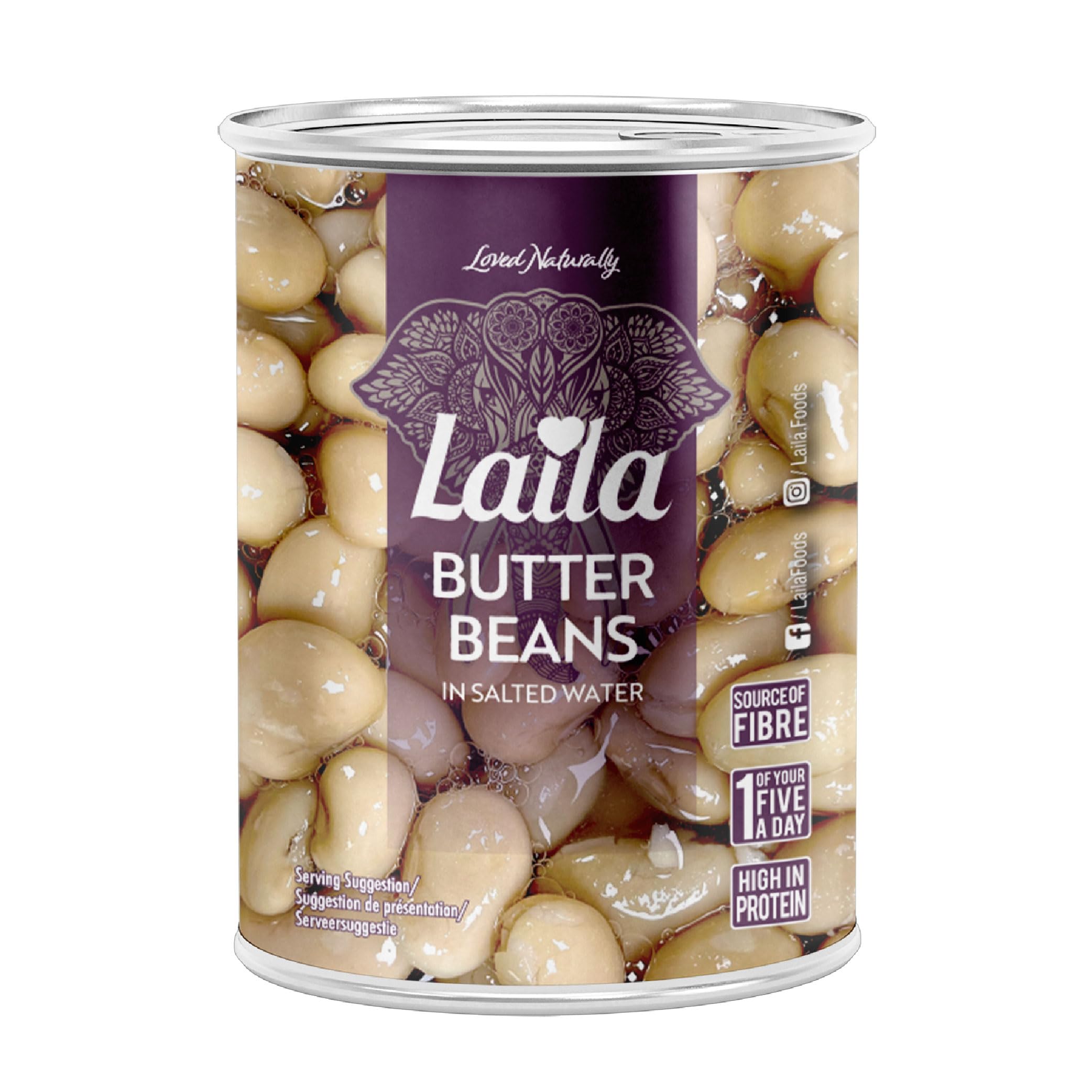 Laila Canned Butter Beans 12x400G (Cannelli Beans in Salted Water) (pack of 12)