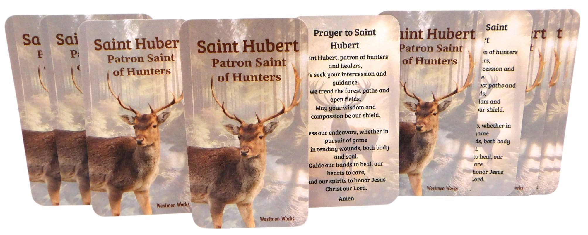 Westmon Works St Hubert Holy Card Bundle Patron Saint of Hunters Prayer Cards Made in the USA, Pack of 10