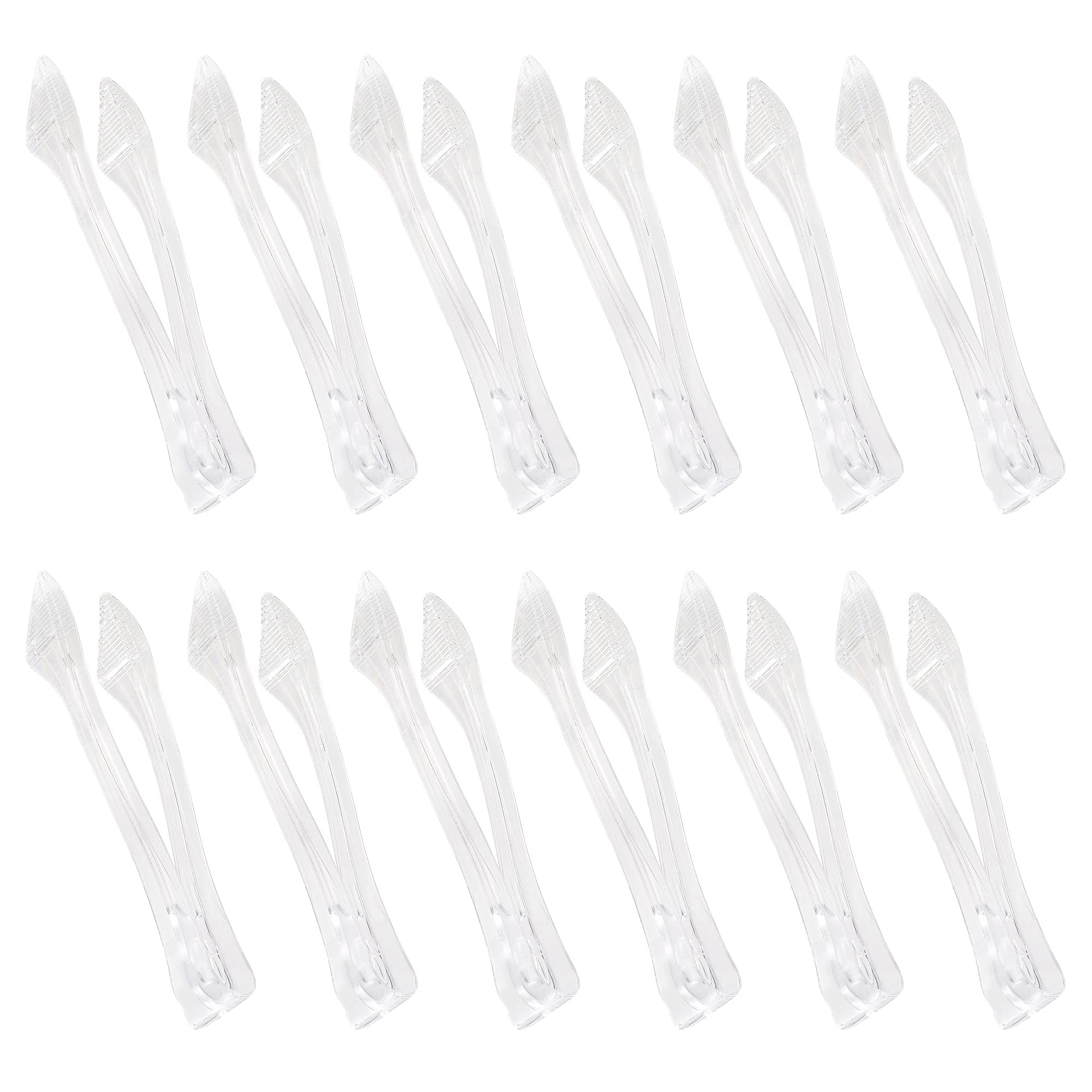 [12 Pack] Plastic Serving Tongs, 8.5 Inch Heavy Duty Disposable Utility Tongs (Clear)