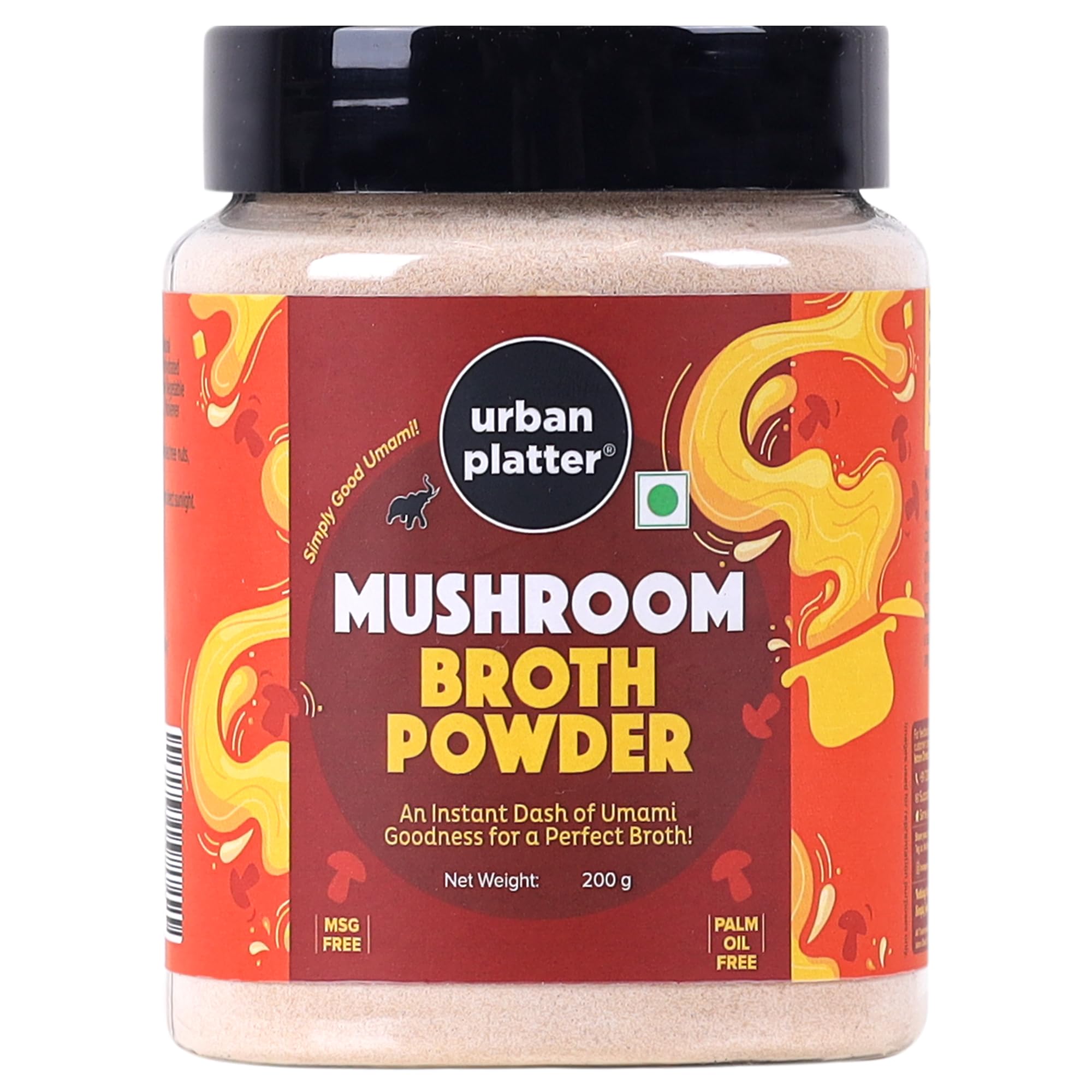 Urban Platter Mushroom Broth Powder, 200g (Instant Broth Powder| Stews and Soups | Umami | Plant Based Bouillon)