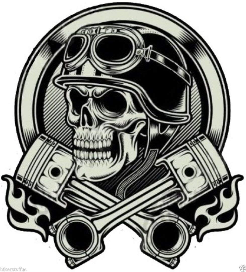 Vintage Biker Skull Helmet Bumper Sticker Decal Toolbox Sticker Decal Laptop Sticker Decal Die Cut Vinyl - Made in USA 3.5 in. x 3.5 in.