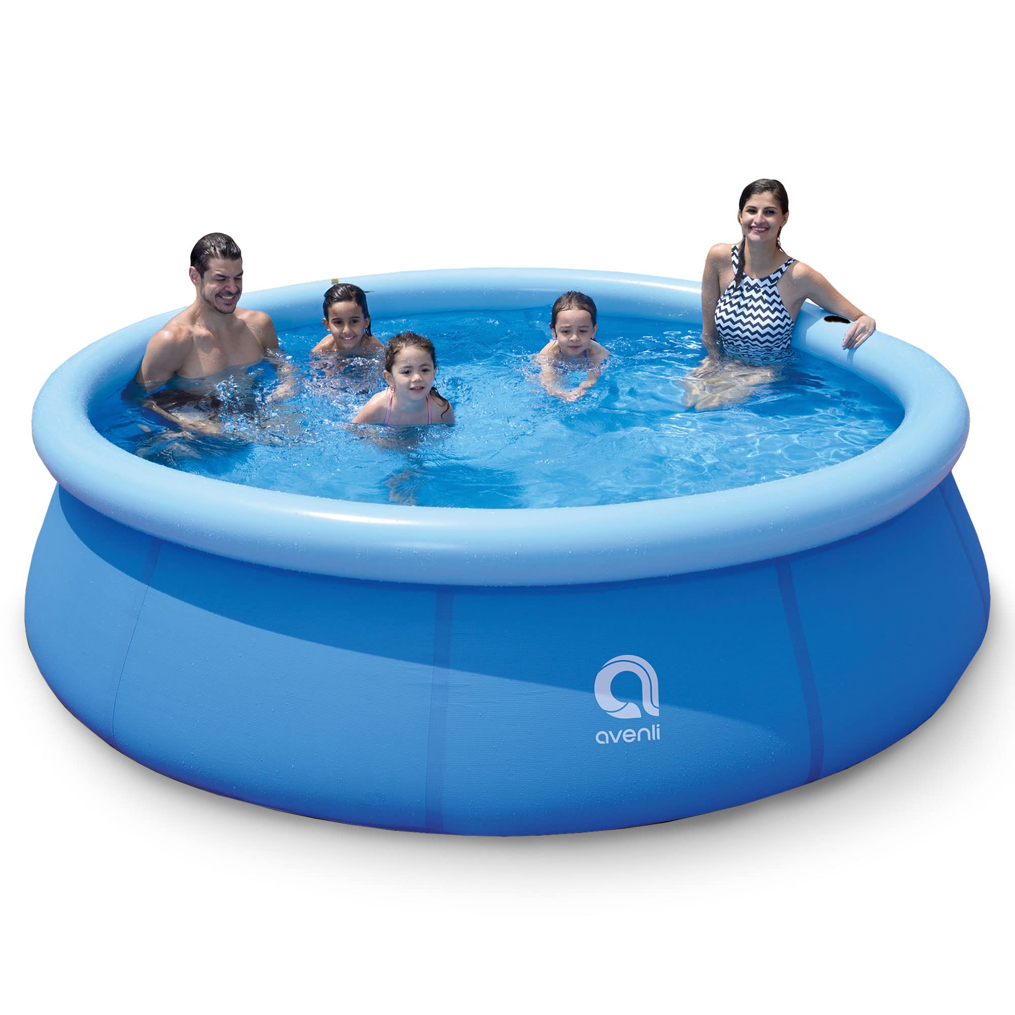 JLeisure Avenli 17807 10 Foot x 30 Inch 2 to 3 Person Capacity Prompt Set Above Ground Kids Inflatable Outdoor Backyard Kiddie Swimming Pool, Blue