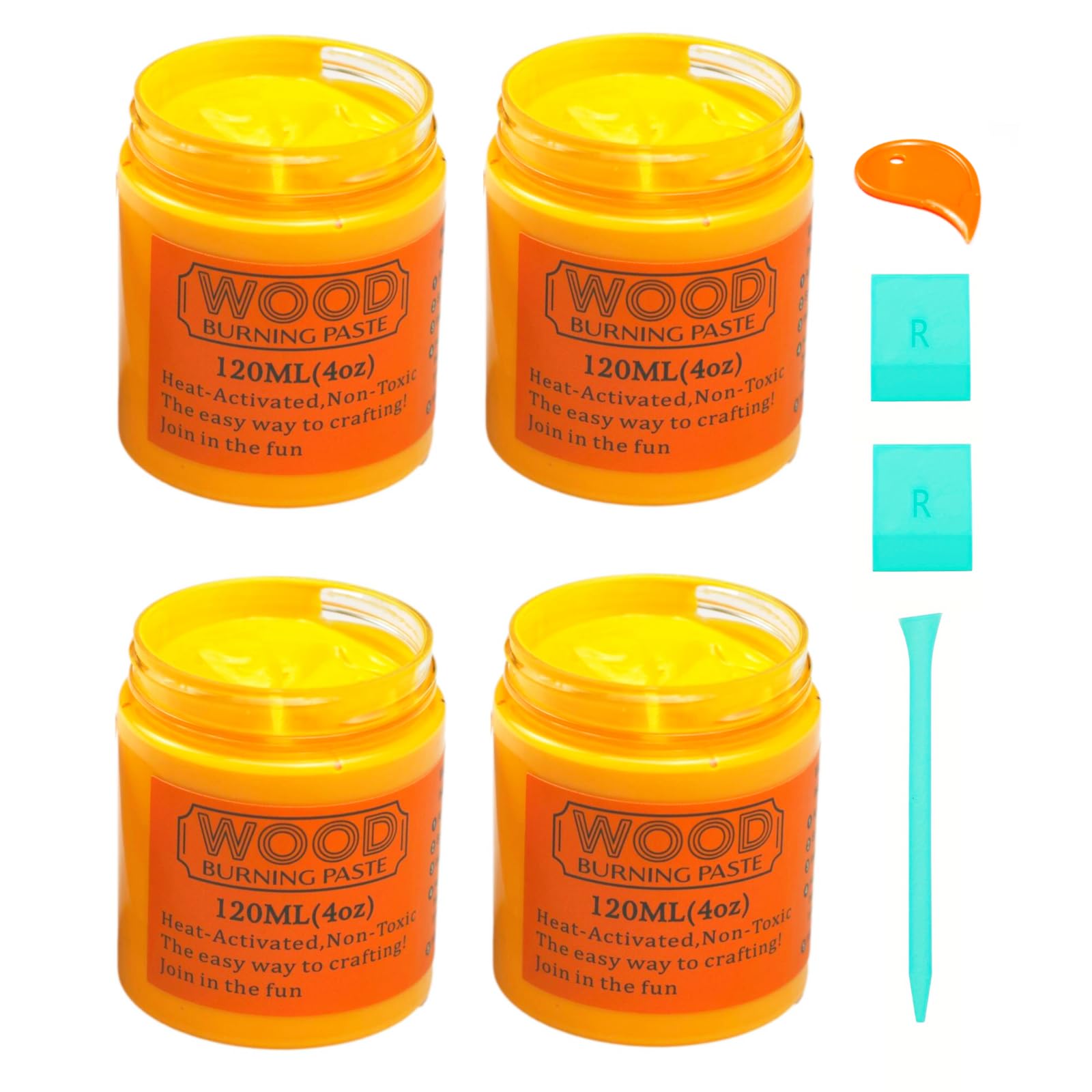 4 Wood Burning Paste Wood Burning Gel for Heat Gun Heat Activated Paste for Craft Chalk Paste for Wood Burning Etching Marker Stencil Wood Working Tools and Accessories on Wood,Canvas,Denim 4OZ