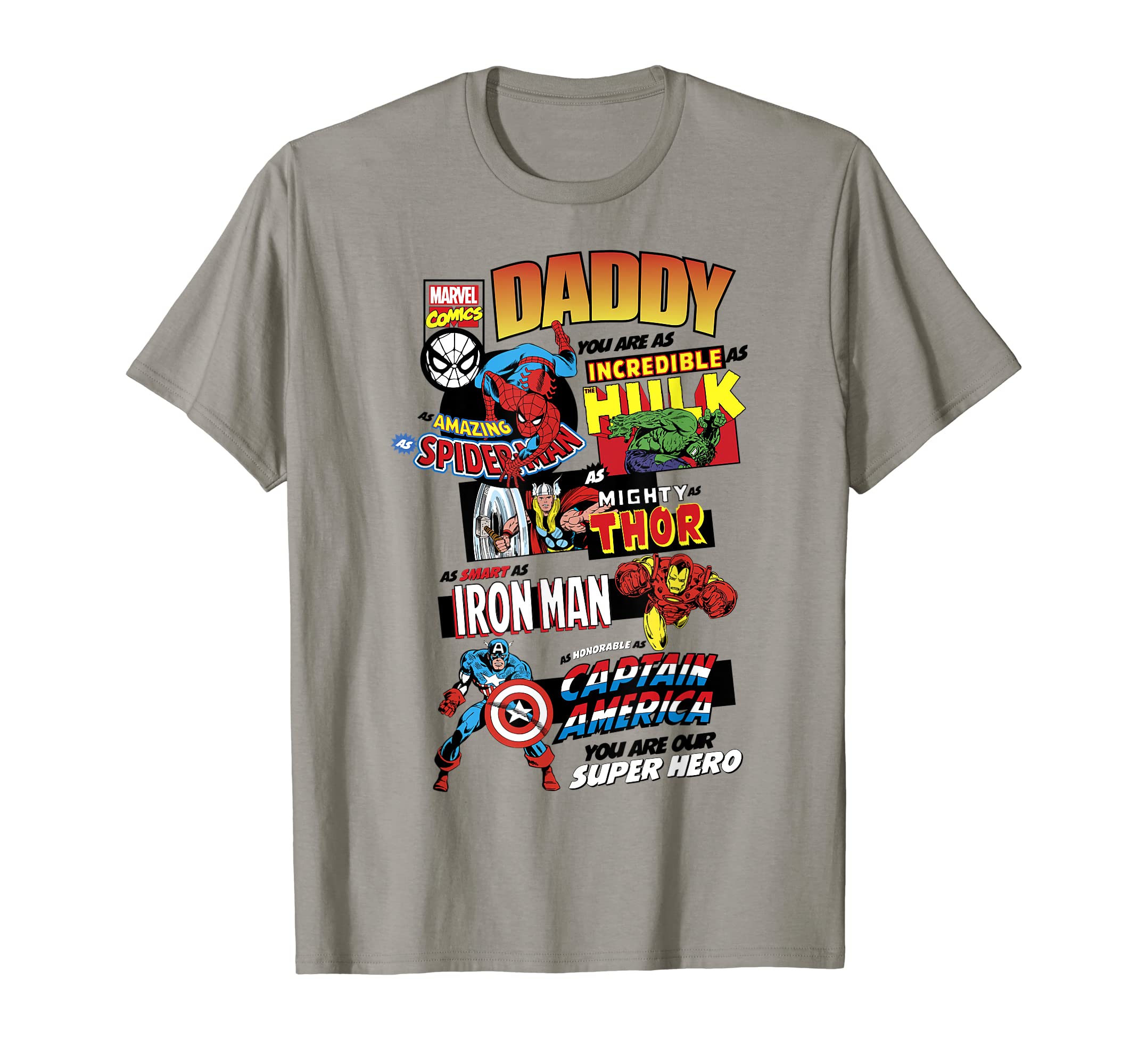 MarvelAvengers Father's Day Retro Comic Graphic Short Sleeve T-Shirt