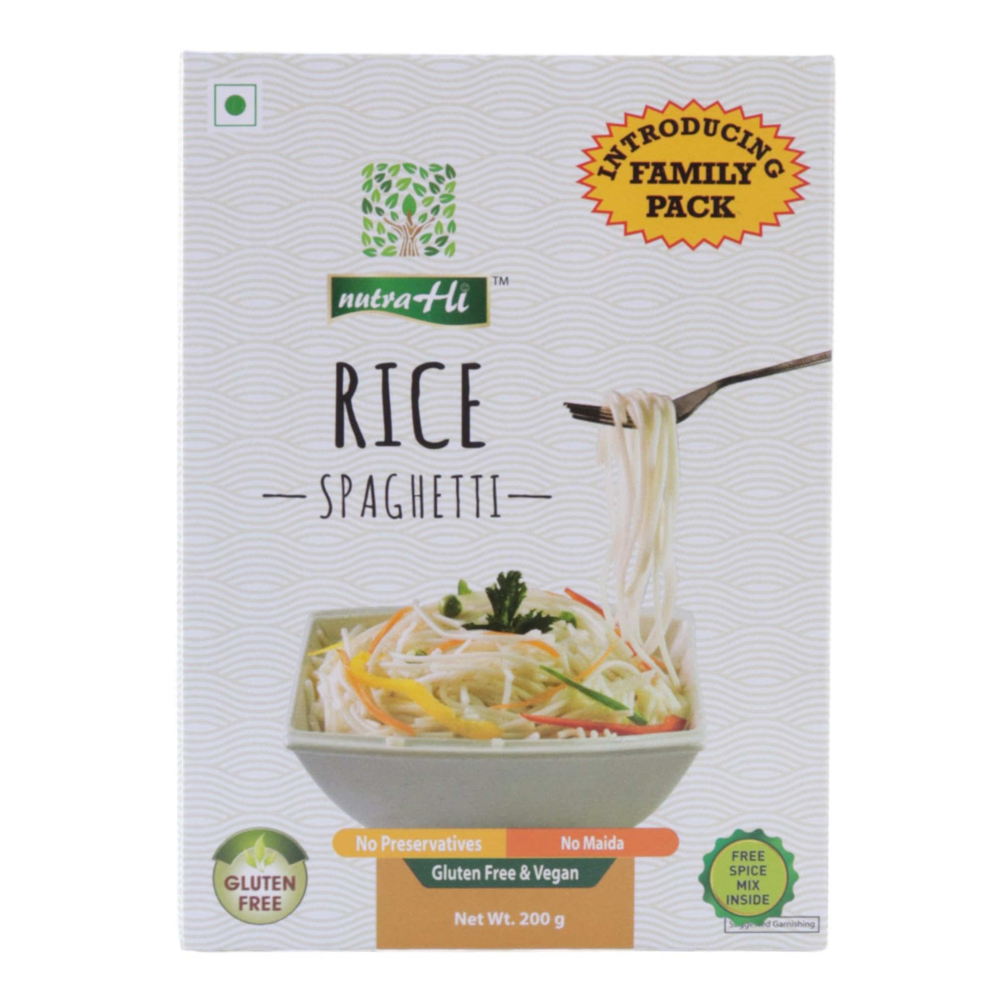 NutraHi Delicious 100% Gluten Free Rice Noodles, Spaghetti For Healthy & Tasty Meals At Home - 400Gm In Total (200Gm X 2)