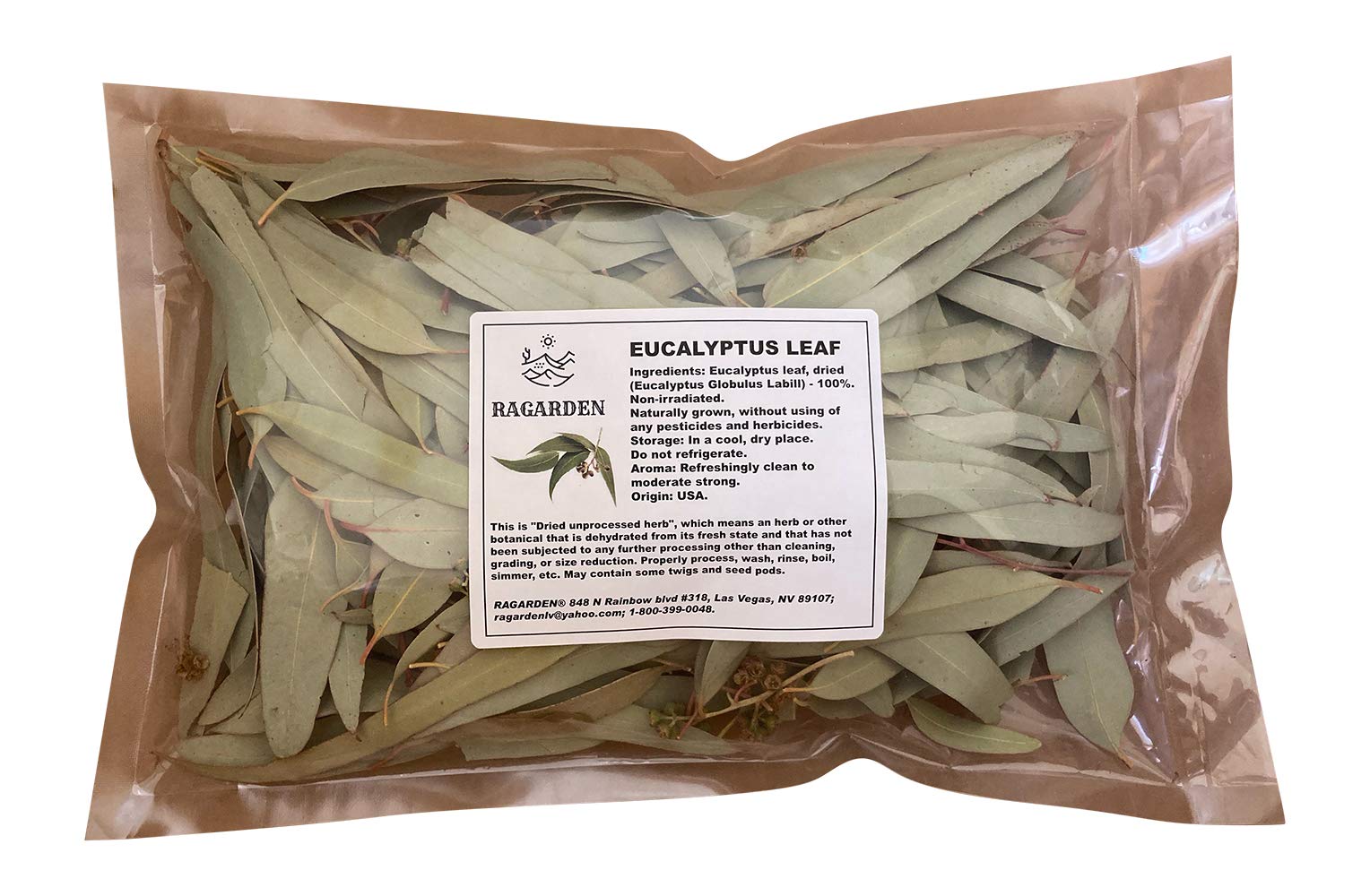 RAGARDEN Eucalyptus Dried Leaves, 2.0 Oz. Non-irradiated, Non-GMO, Naturally Grown in USA.