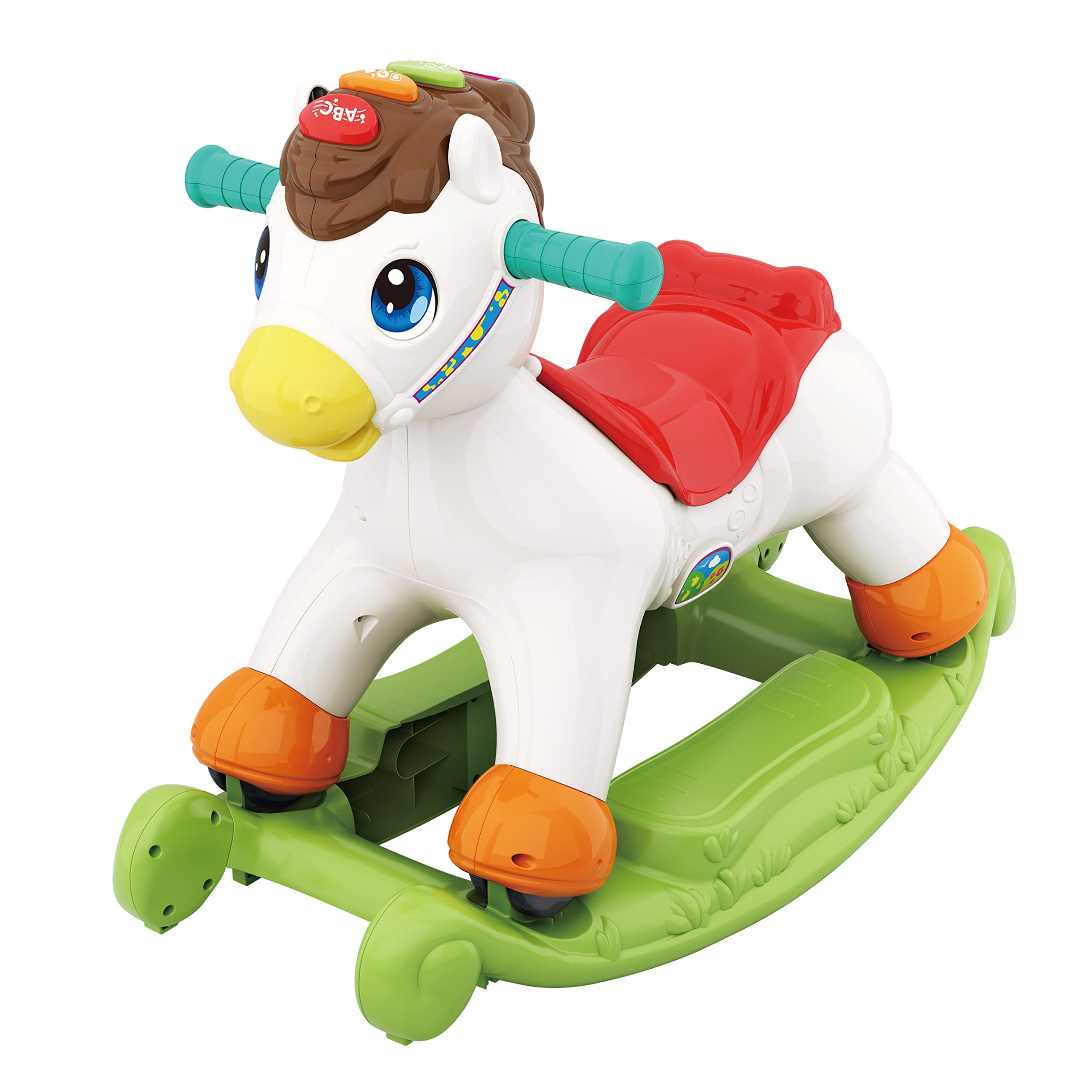 MOONMy Pony Kids Toy - 2-in-1 Ride-on Rolling + Rocking Horse - 18-96 Month Baby Rocker Toy for Girls and Boys - Fun and Learning w/Lights, Music, Alphabets, Counting & more