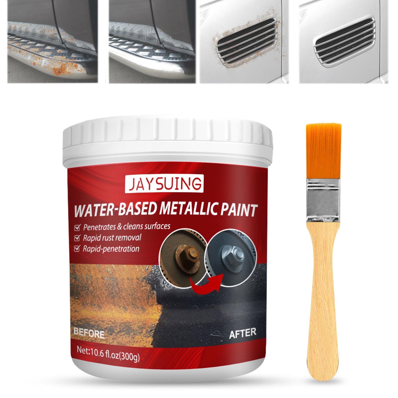 OSTRI Rust Removal Converter Metallic Paint,Water-Based Metal Rust Remover,Water-Based Metal Rust Inhibitor,Water Based Metallic Paint Rust Converter (300g)