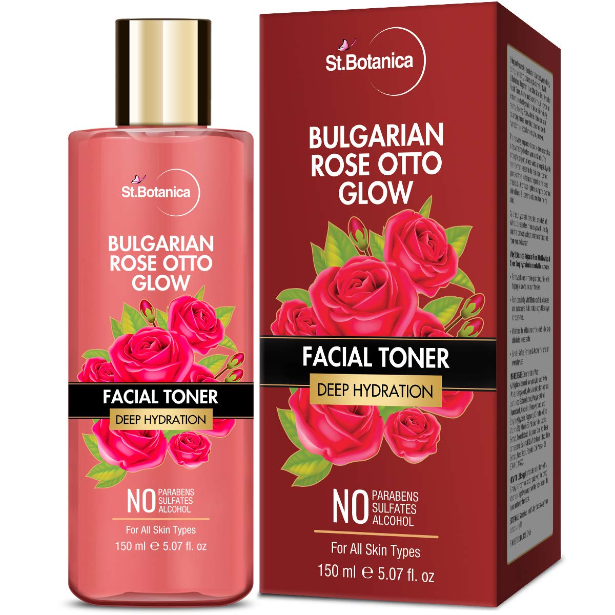 StBotanica Bulgarian Rose Otto Glow Deep Hydration Facial Toner | Deep Hydration | No Paraben, SLS & Alcohol - 150ml