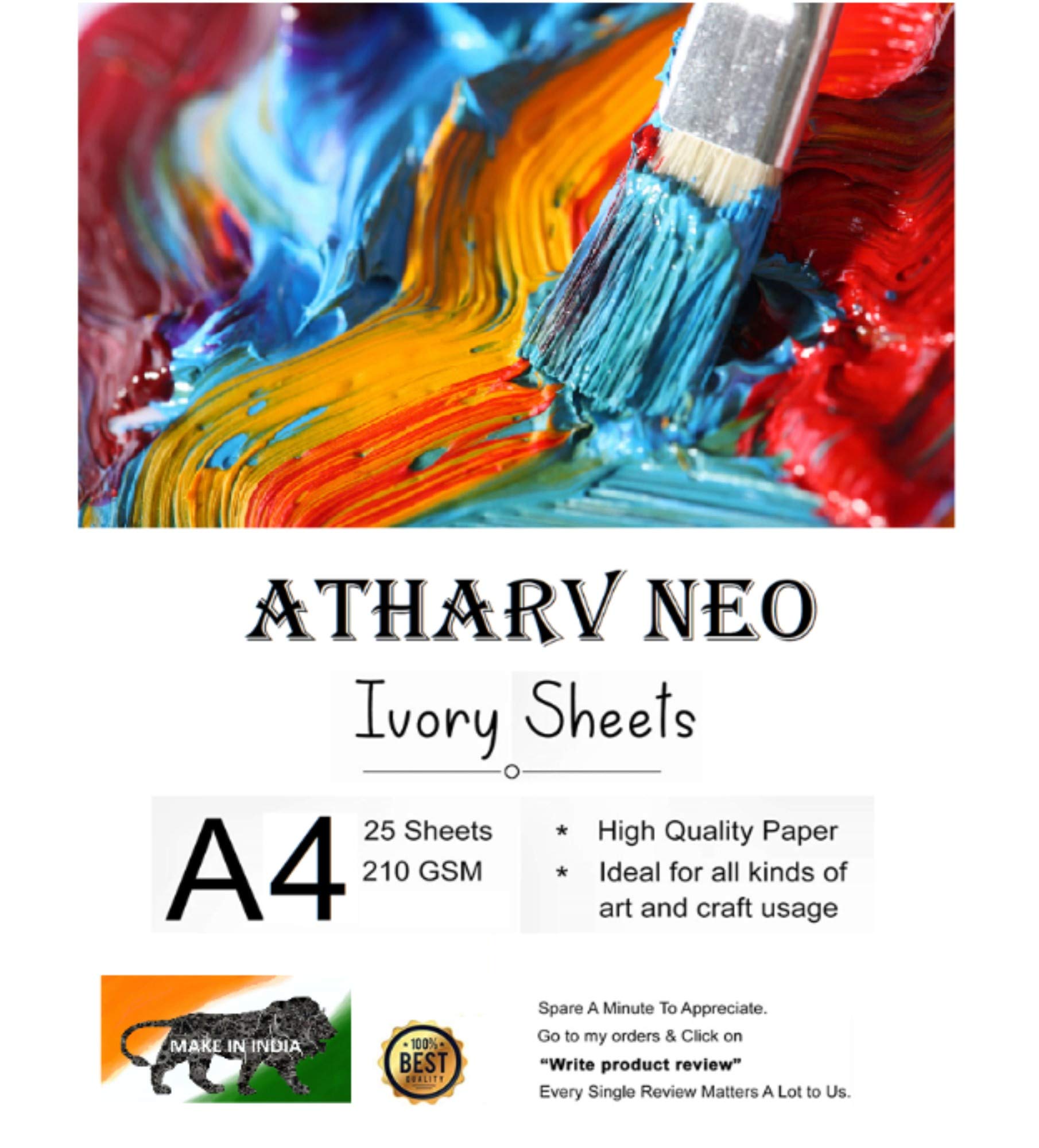 Atharv Neo Ivory Sheets A4 Size - 210 GSM, 11.5 inches x 8.5 inches x 0.1 inch, 25 Sheets