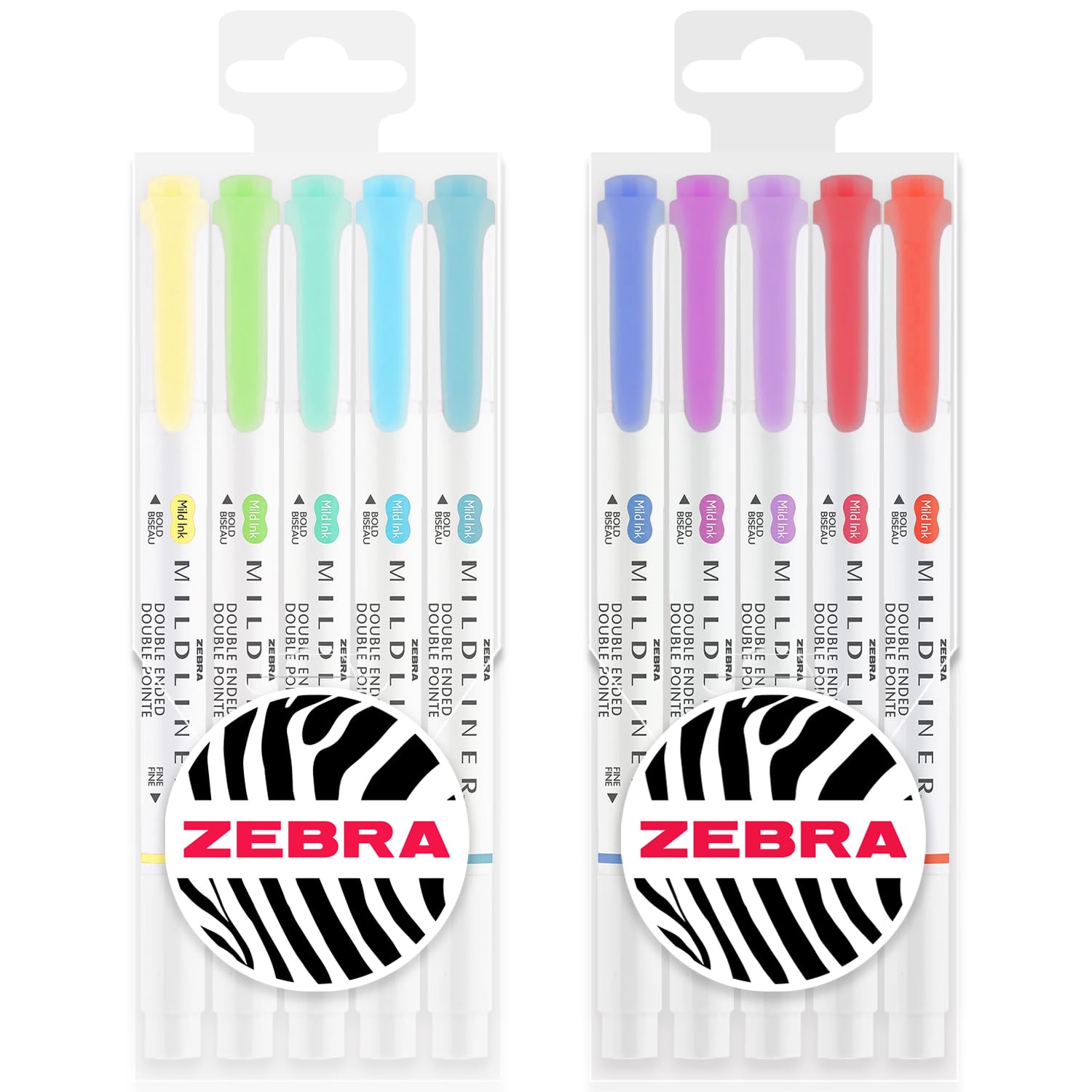 Zebra Mildliner Creative Marker Highlighter Pens - Double Ended - Chisel & Bullet Tip - Wallet Set of 10