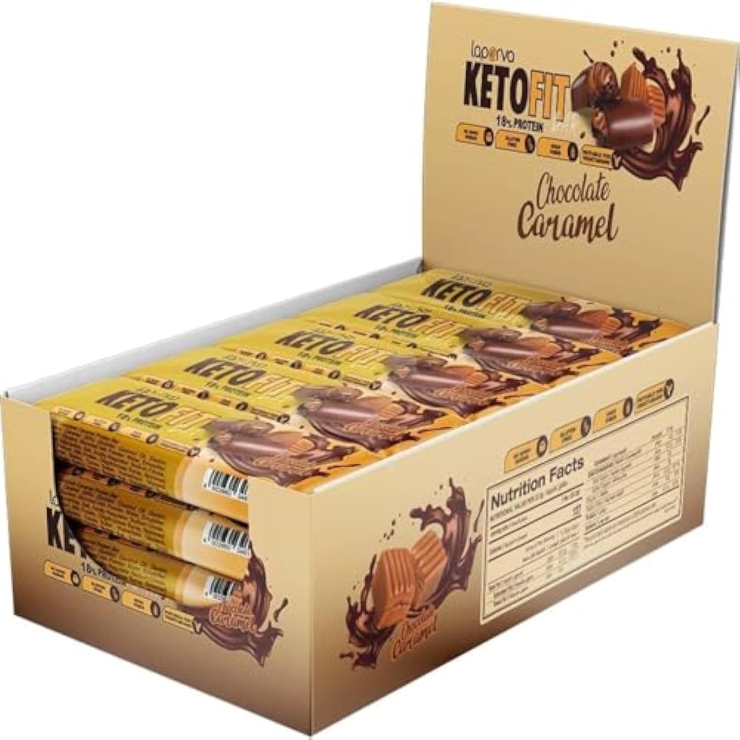 laperva Protein Bar | KetoFit - High Protein, Nutritious Snacks to Support Energy, Low Sugar, Vegetarian, Keto Friendly (Keto Fit - 18 Bar)