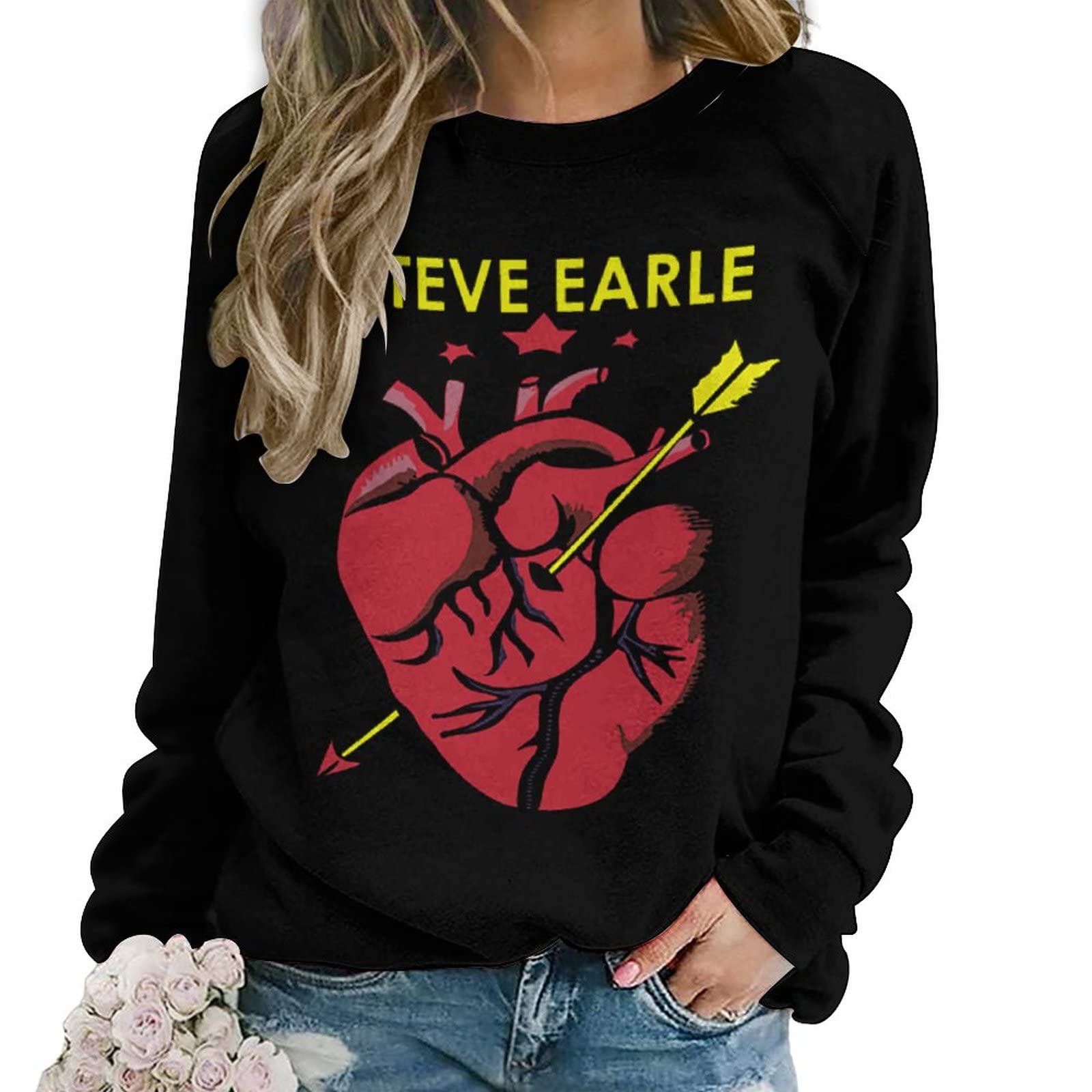 Steve Earle Sweatshirt For Women Crew Neck Soft Fashion Long Sleeve Fall Winter Pullover Tops