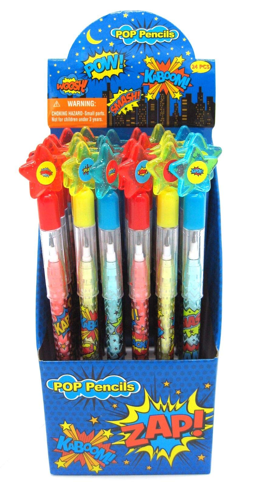 TINYMILLS 24 Pcs Superhero Text Multi Point Pencils