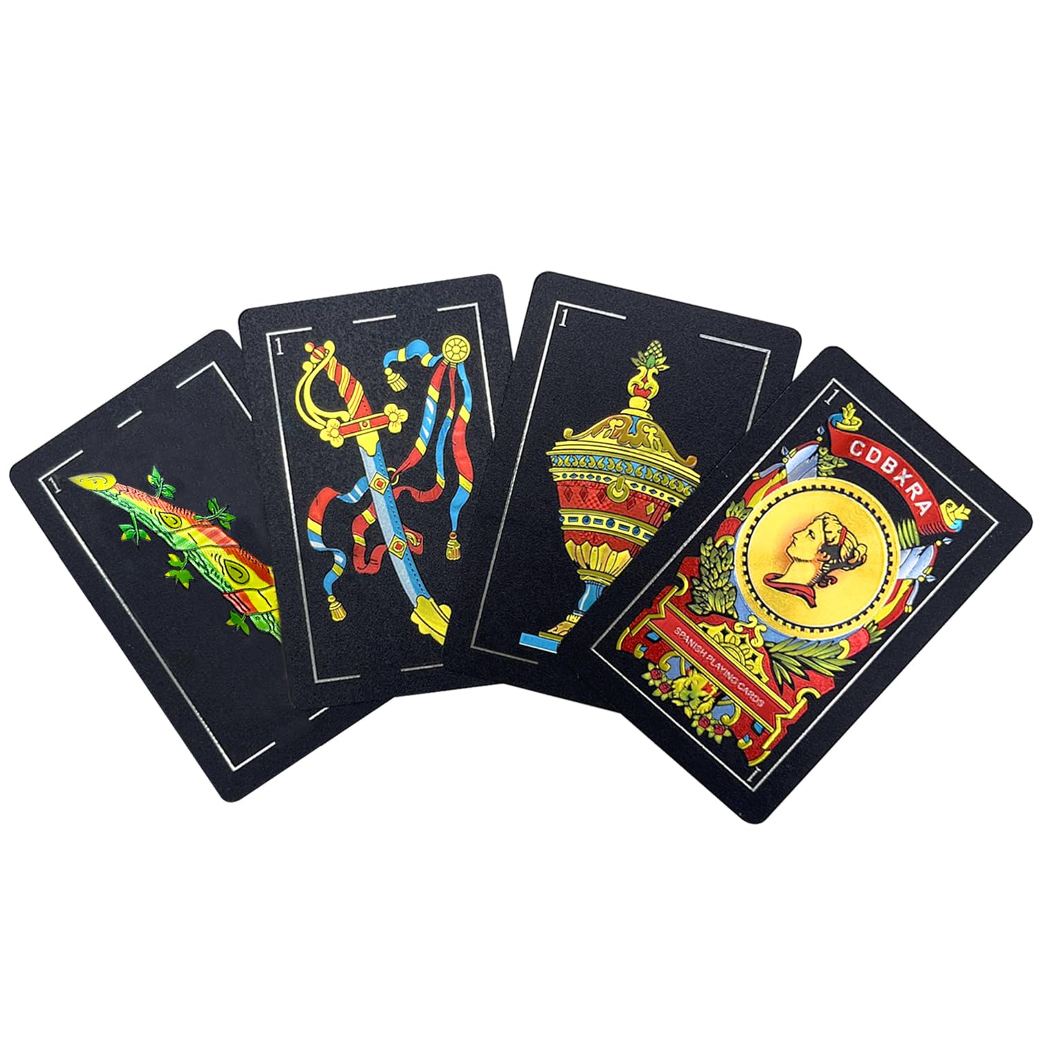 Spanish Playing Cards, Original Spanish Cards Games, Briscas Cards Puerto Rico, Original Spanish Deck of Cards, Mexican Playing Cards [Luxury Black-Gold Foil Classic] [PVC Waterproof] (1 Pack)