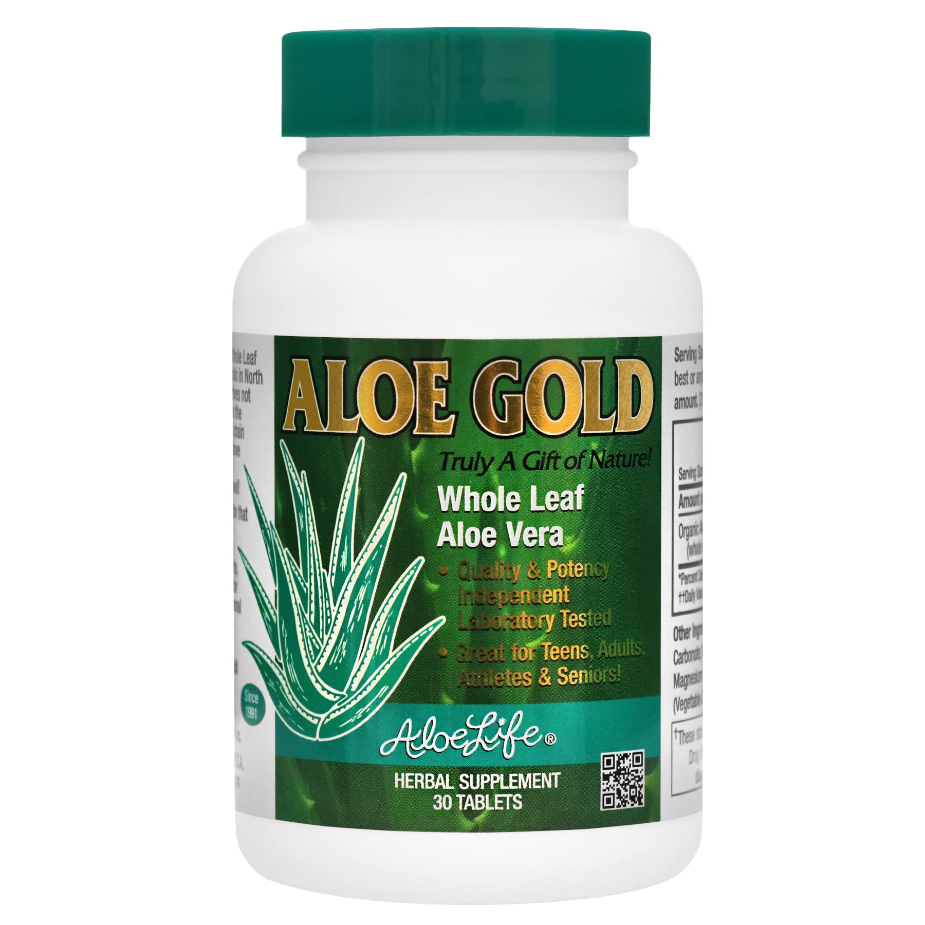 Aloe LifeAloe Gold Tablets, Immune Support & Healthy Herbal Bitters, Supports Proper Digestion, Promotes Energy & Body Wellness, Certified Organically Grown Whole Leaf Aloe Vera Leaves (30 Tablets)