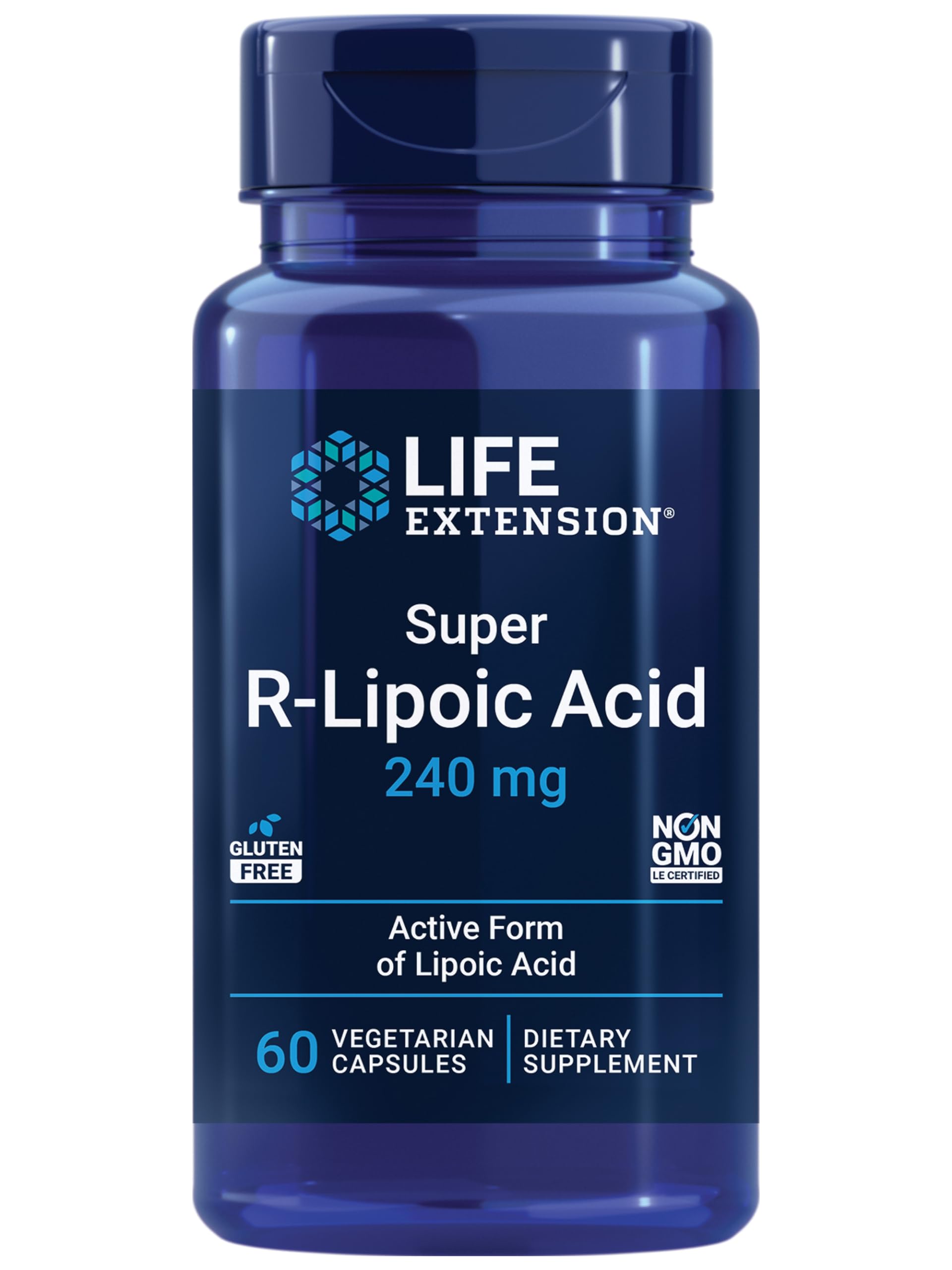 Life ExtensionSuper R-Lipoic Acid 240 mg - Supports Cellular Energy - Supplement for Anti-Aging and Liver Health - Non-GMO, Gluten-Free - 60 Vegetarian Capsules