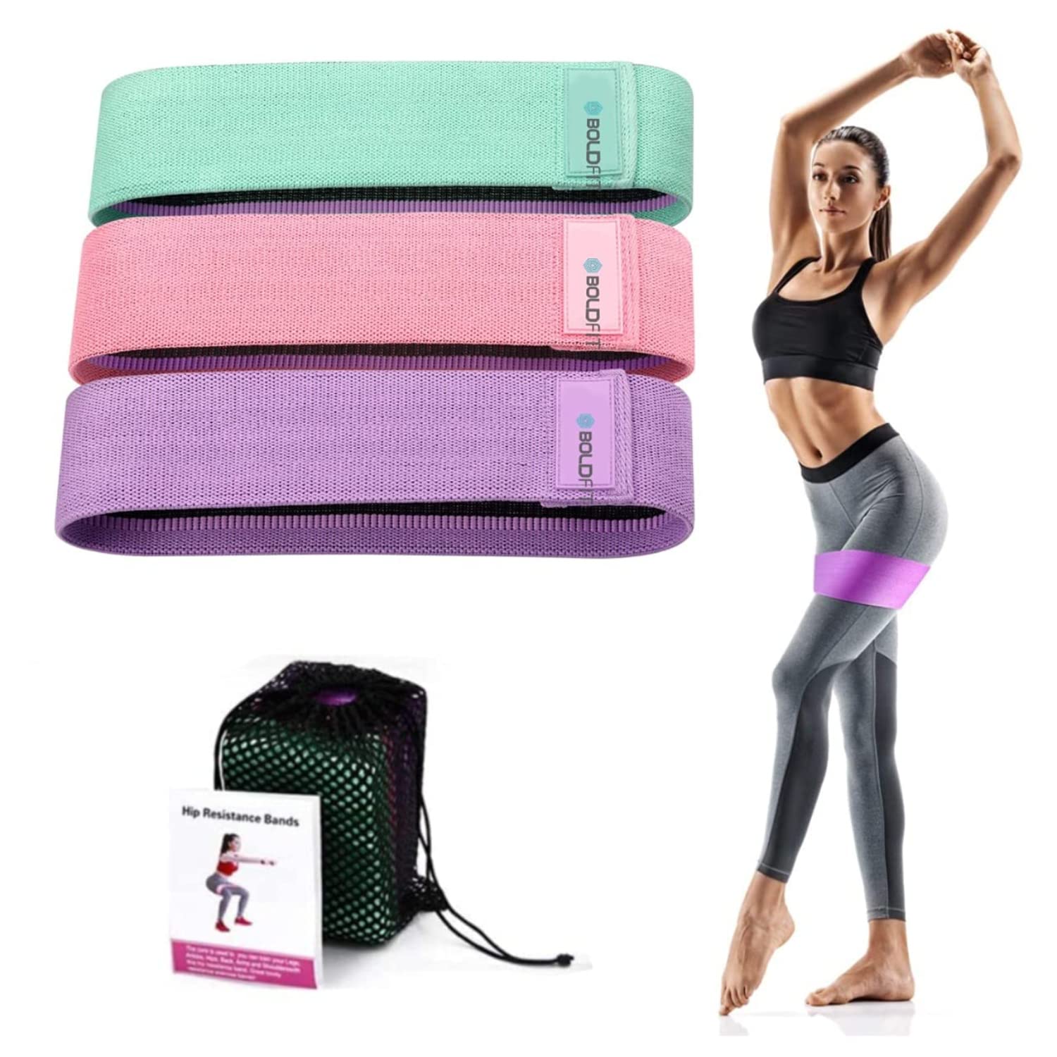 Boldfit Fabric Resistance Band - Loop Hip Band for Women & Men for Hip, Legs, Stretching, Toning Workout. Mini Loop Booty Bands for Glutes, Squats Exercise Usable in-Home & Gym.