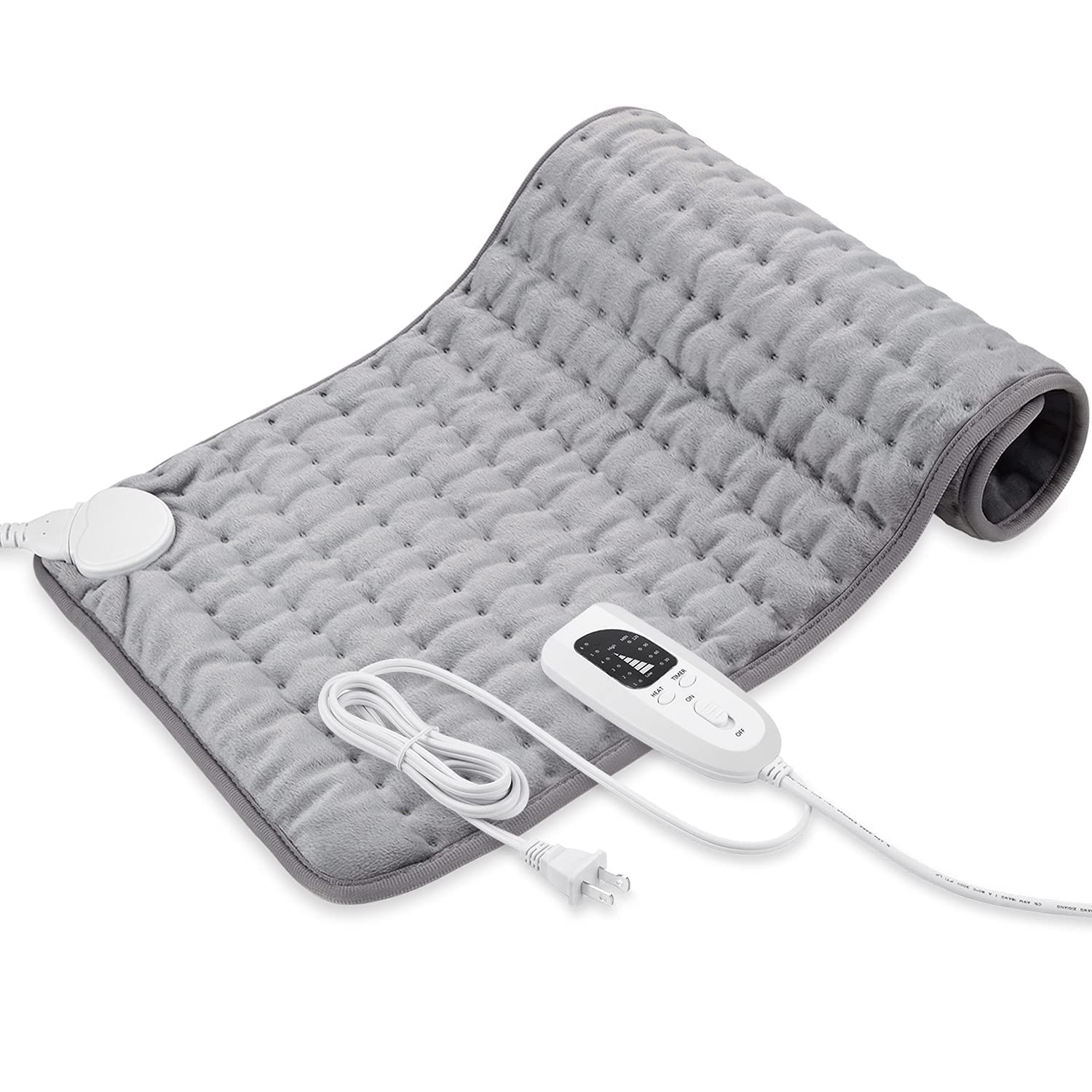 SYOSI Heating Pad - Electric Heating Pads - Hot Heated Pad for Back Pain Muscle Pain Relieve - Dry & Moist Heat Therapy Option - Auto Shut Off Function (Light Gray, 12" x 24")