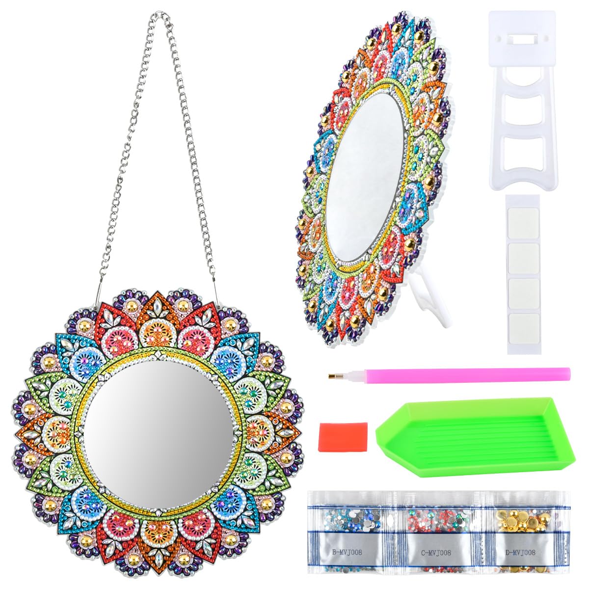 5D Mandala Diamond Art Painting Mirror Craft Set, Art Crystal DIY Diamond Art Painting Mirror, Creative Art Crystal Mandala Makeup Mirror Birthday Gift, DIY Diamond Art Makeup Mirror Decoration Craft