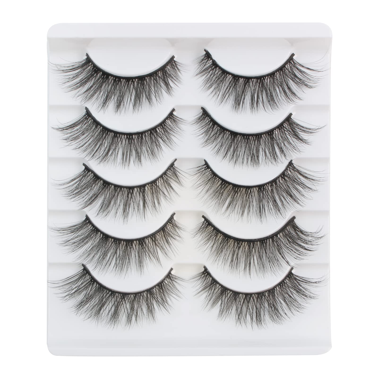 Cat Eye Lashes Natural Look Faux Mink Fake Eyelashes Light Volume False Lashes Fluffy Strip Lashes Multipack 3D 5 Pairs Pack by Glowingwin