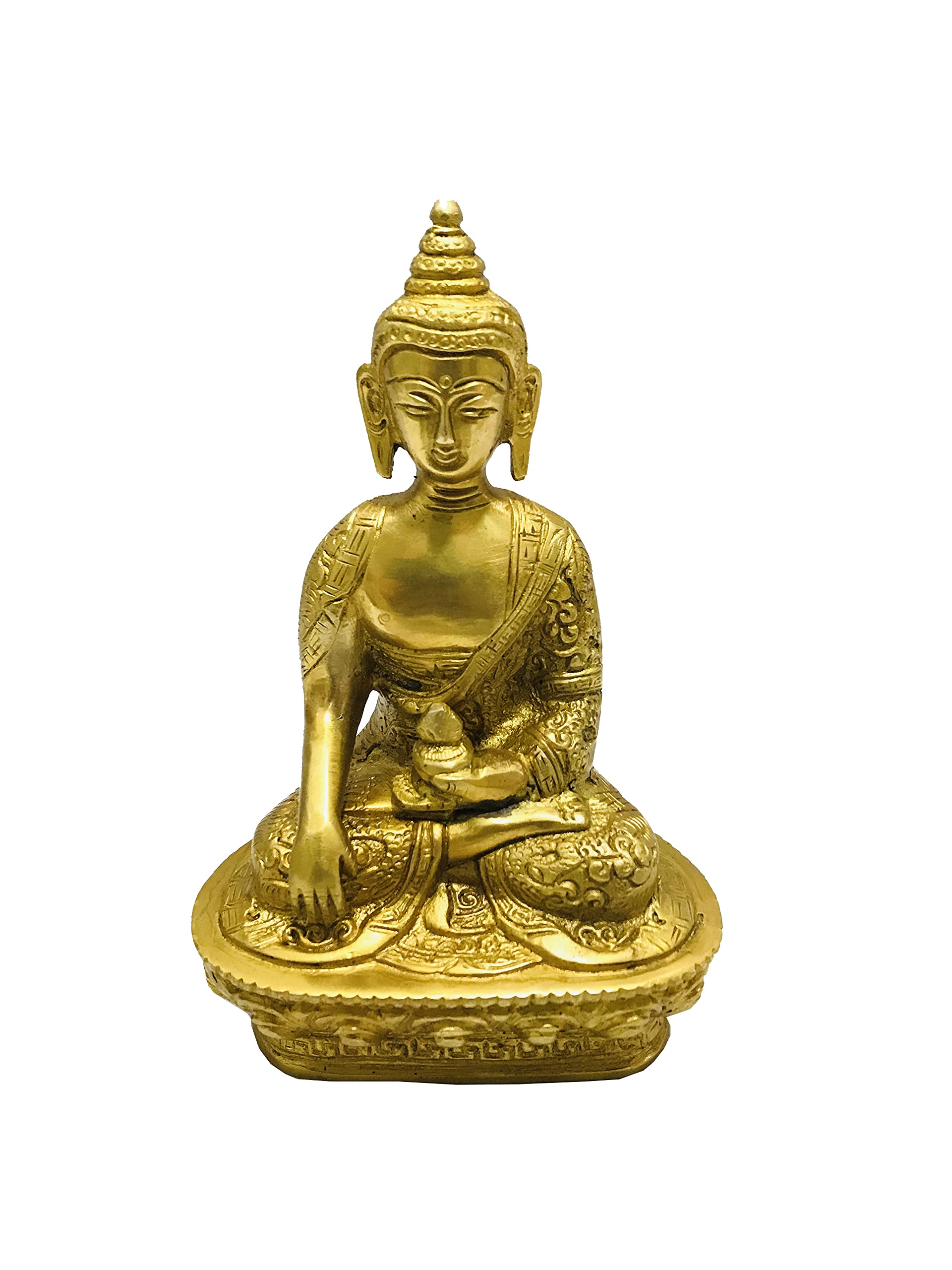 Brass Buddha Statue Gautam Buddha Idol, Siddhattha Worship Indoor Room Office Meditation Gift International Yoga Day Gift Figurine Size -7 inch