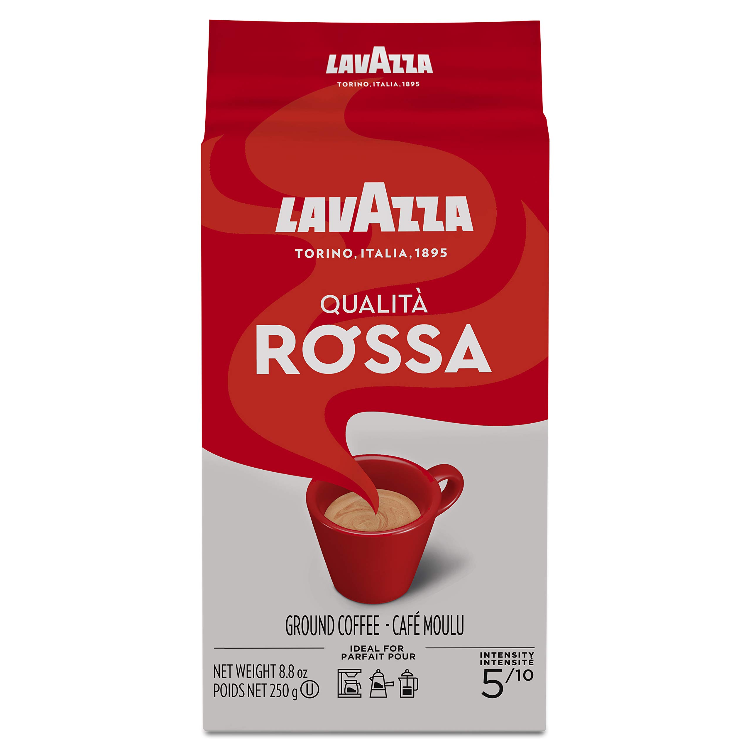 LavazzaQualita Rossa Ground Coffee Blend Bag, Medium Roast, 8.8 Ounce