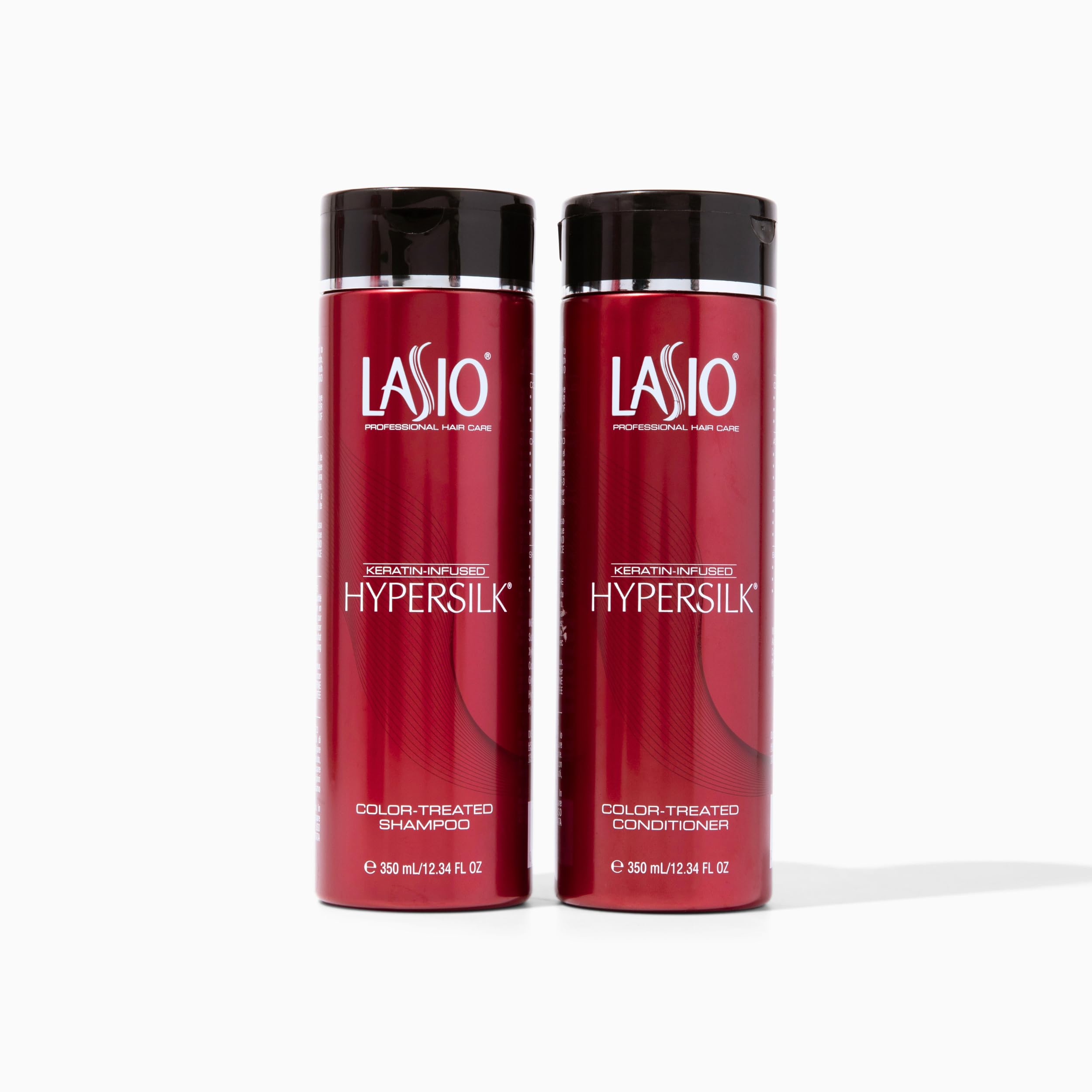 Lasio Keratin-Infused Hypersilk Color Treated Shampoo and Conditioner Set - 12.34 Fl. Oz - Color Treated Hair Shampoo and Deep Conditioner for Dry Damaged Hair - Routine Shampoo and Conditioner