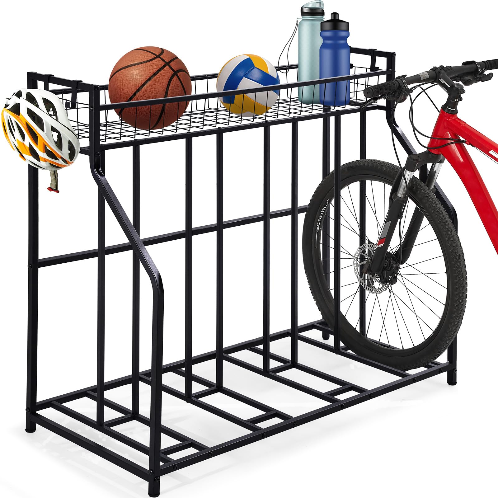 HEALTH LINE PRODUCT 4 Bike Stand Rack, Indoor Bike Storage, Bicycle Rack for Garage - Metal Stability Floor Bicycle Station for Parking Mountain/Road/Hybrid/Fat Tire & Scooters Bike Rack for Garage