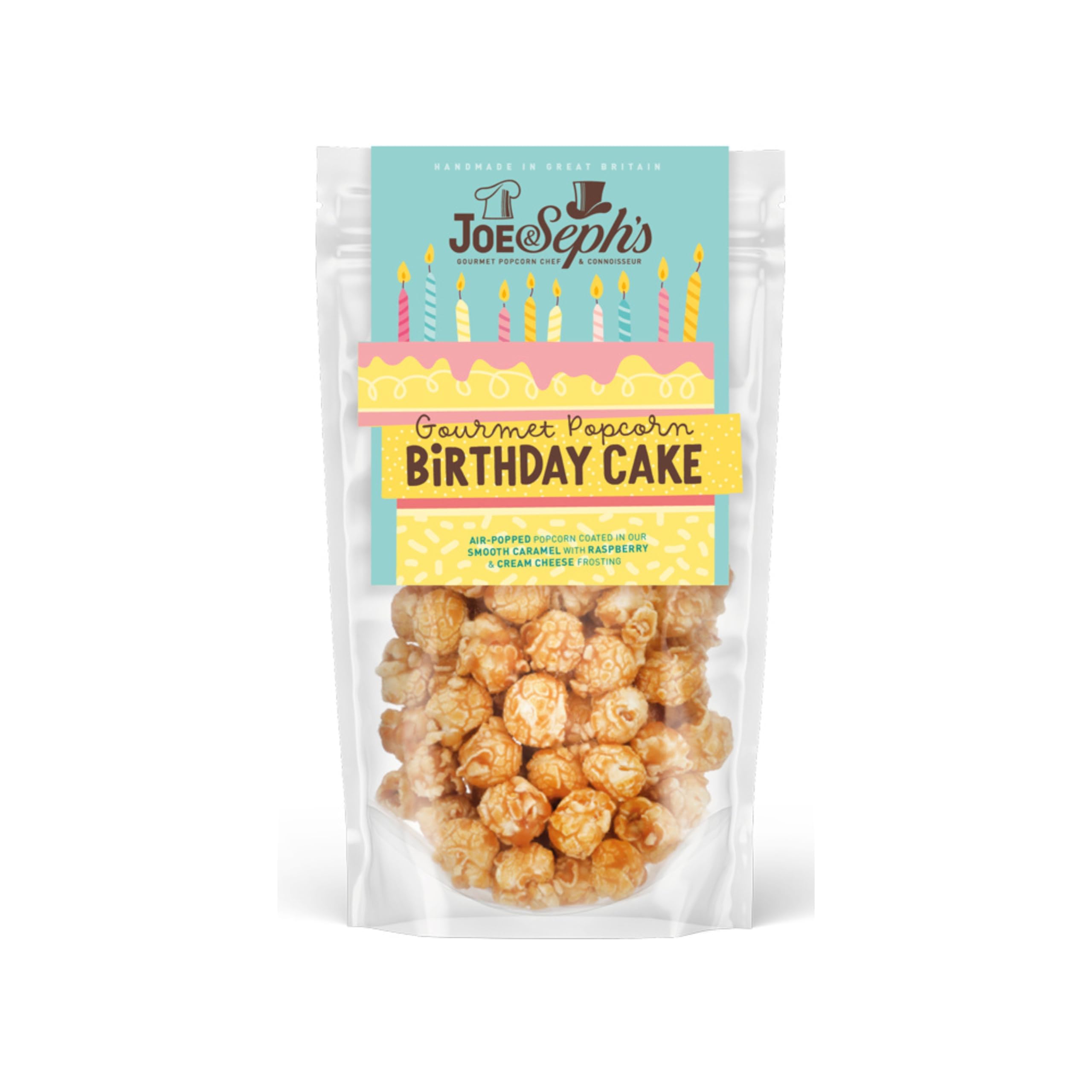 Joe & Seph's Birthday Cake Popcorn (1x70g), gourmet popcorn, on the go snack, sweet popcorn