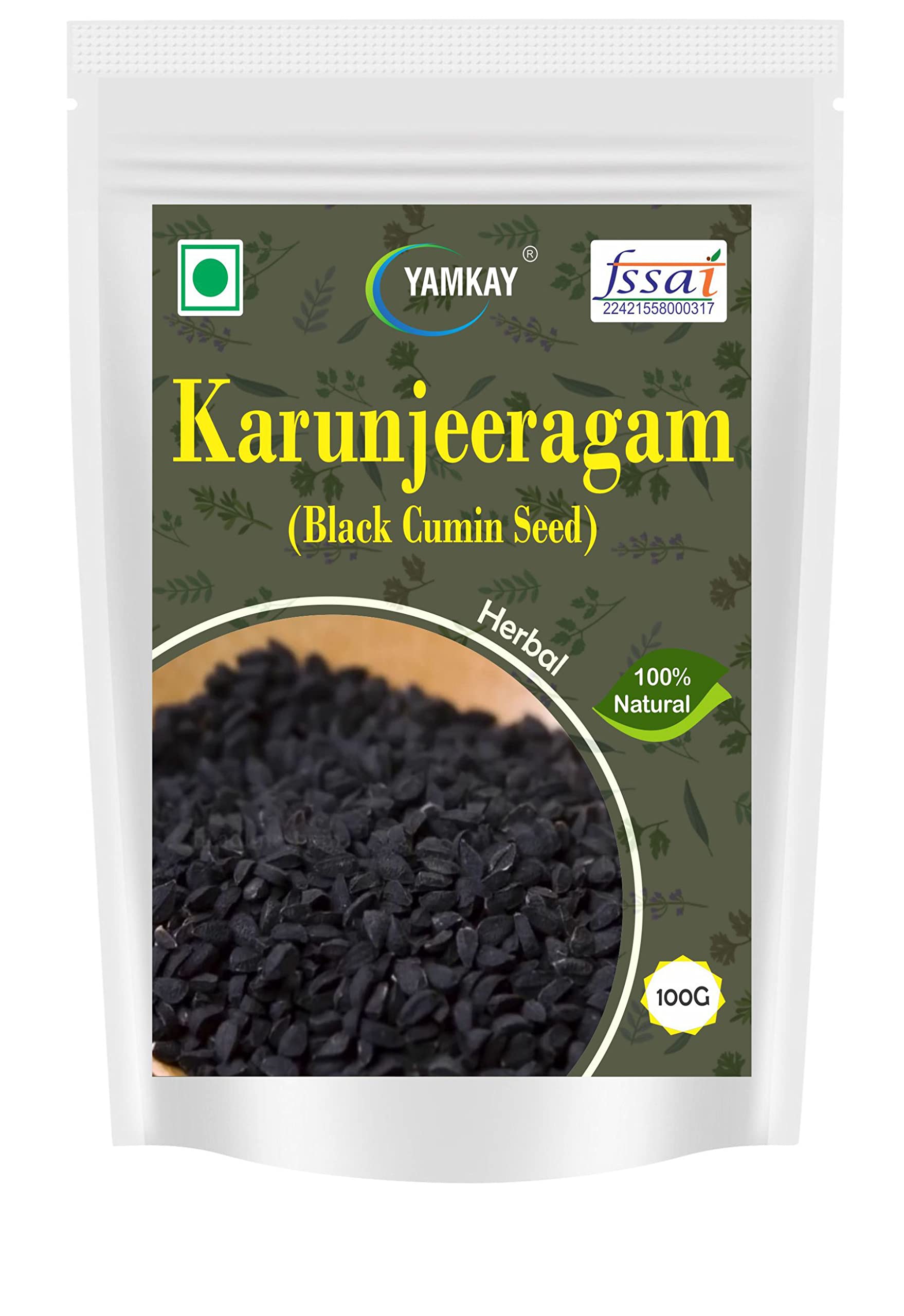 YAMKAY Karunjeeragam Black Cumin Seed Whole Jeera Safed Jeera Indian Spice Royal Cumin, Kala Jeera, Kalonji Seed, 100% Natural, Health Benefits, Gluten-Free, Source Of Antioxidants 100 Gm