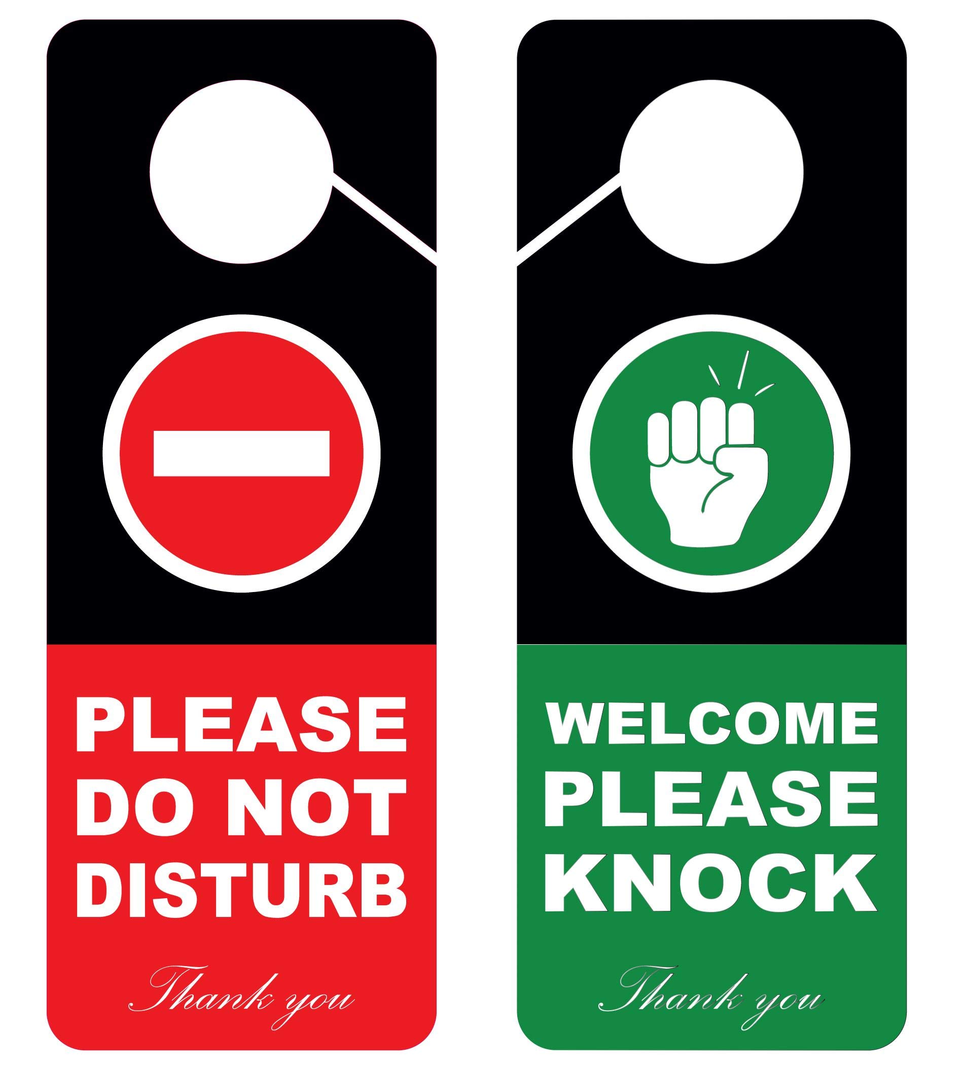 Business Design Do Not Disturb and Welcome Please Knock Door Hanger Sign, 2 Pack, Double Sided, Ideal for Offices, Online Sessions and Meetings, Online Classes, Home Offices, Recording