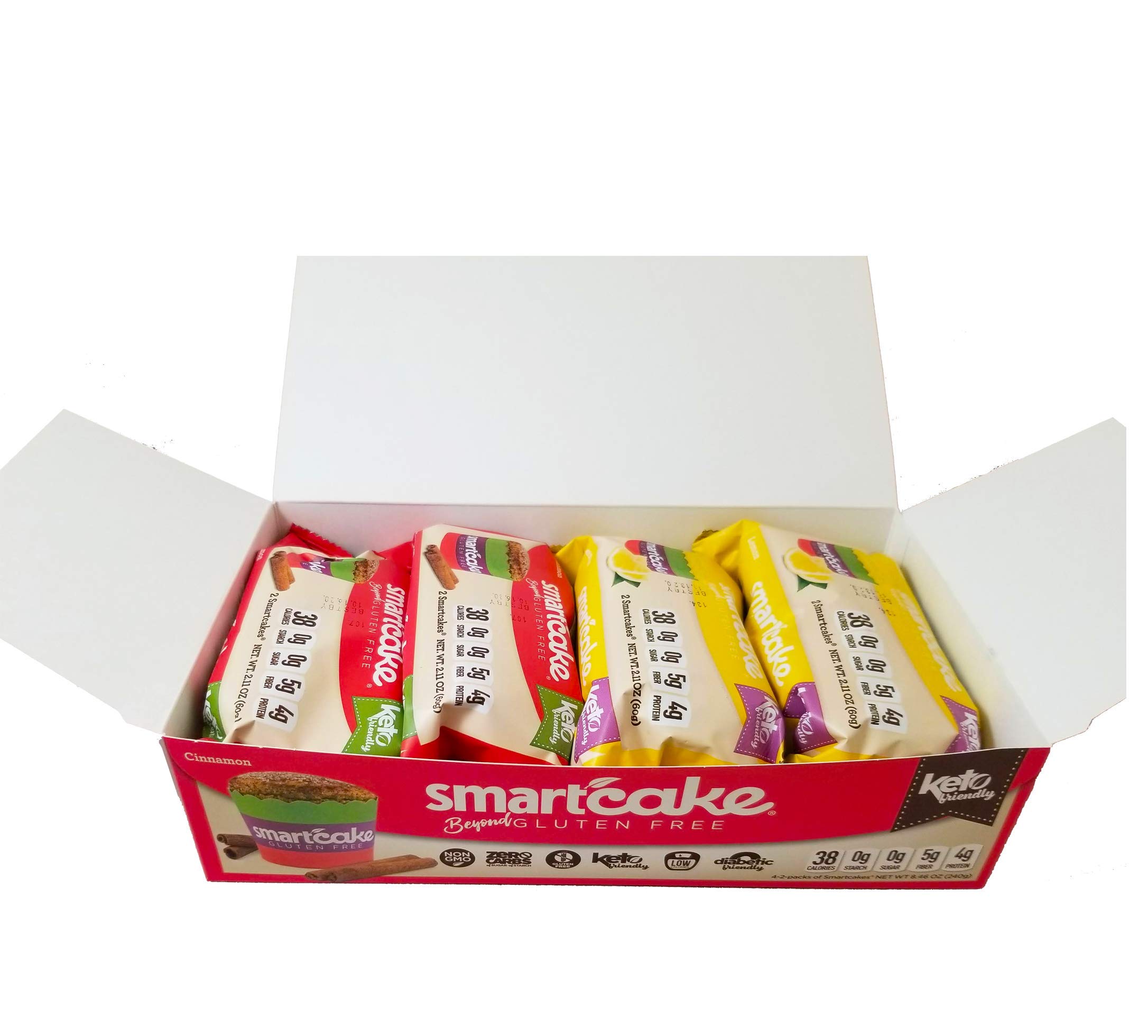 SMARTCAKE bundle, 2 lemon twin packs and 2 cinnamon twin packs, Gluten free, sugar free, low carb, snack cakes, total of 4 twin packs