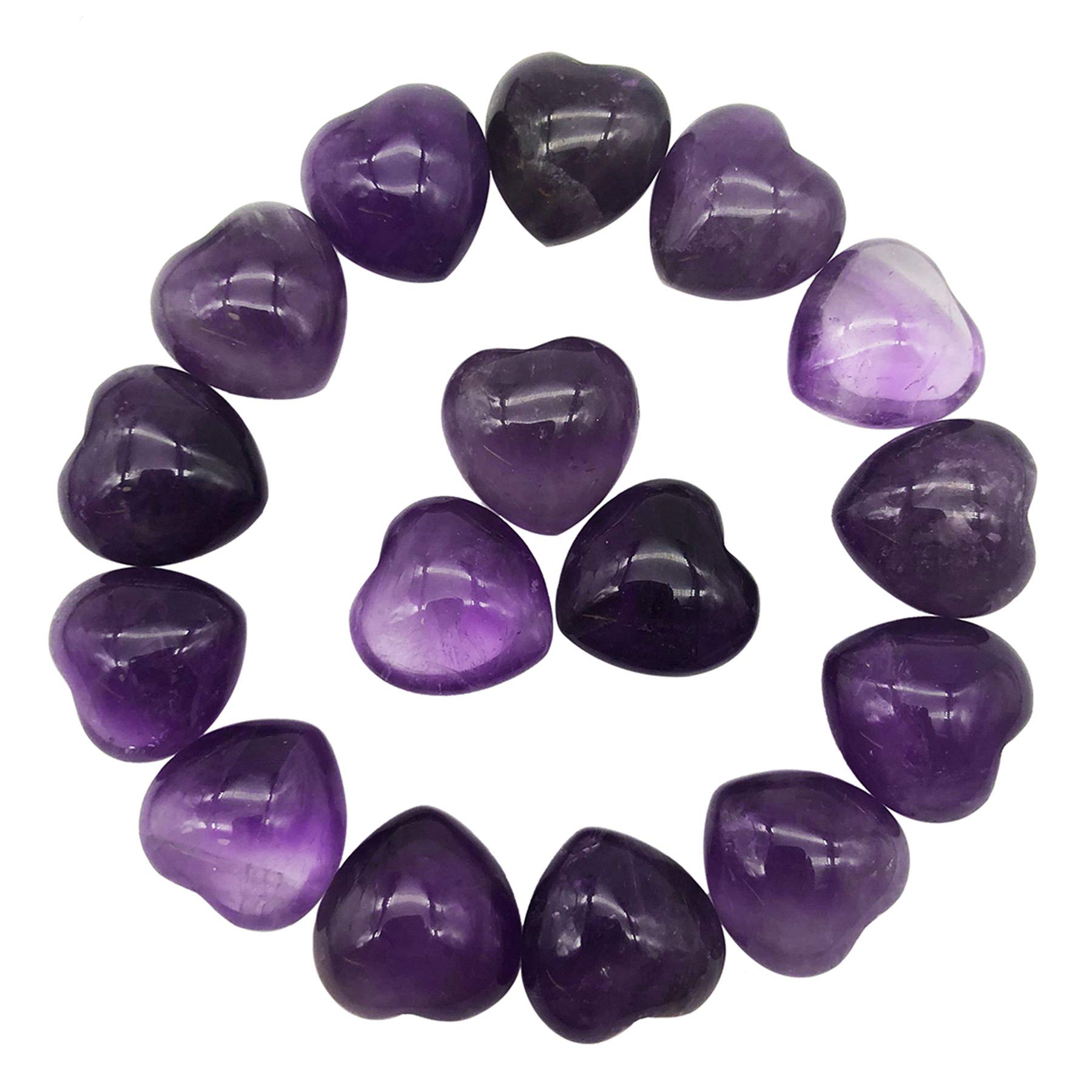 favoramulet Natural Gemstone Healing Crystal Mini Puffy Heart Pocket Stone Love Stones Purple K100915