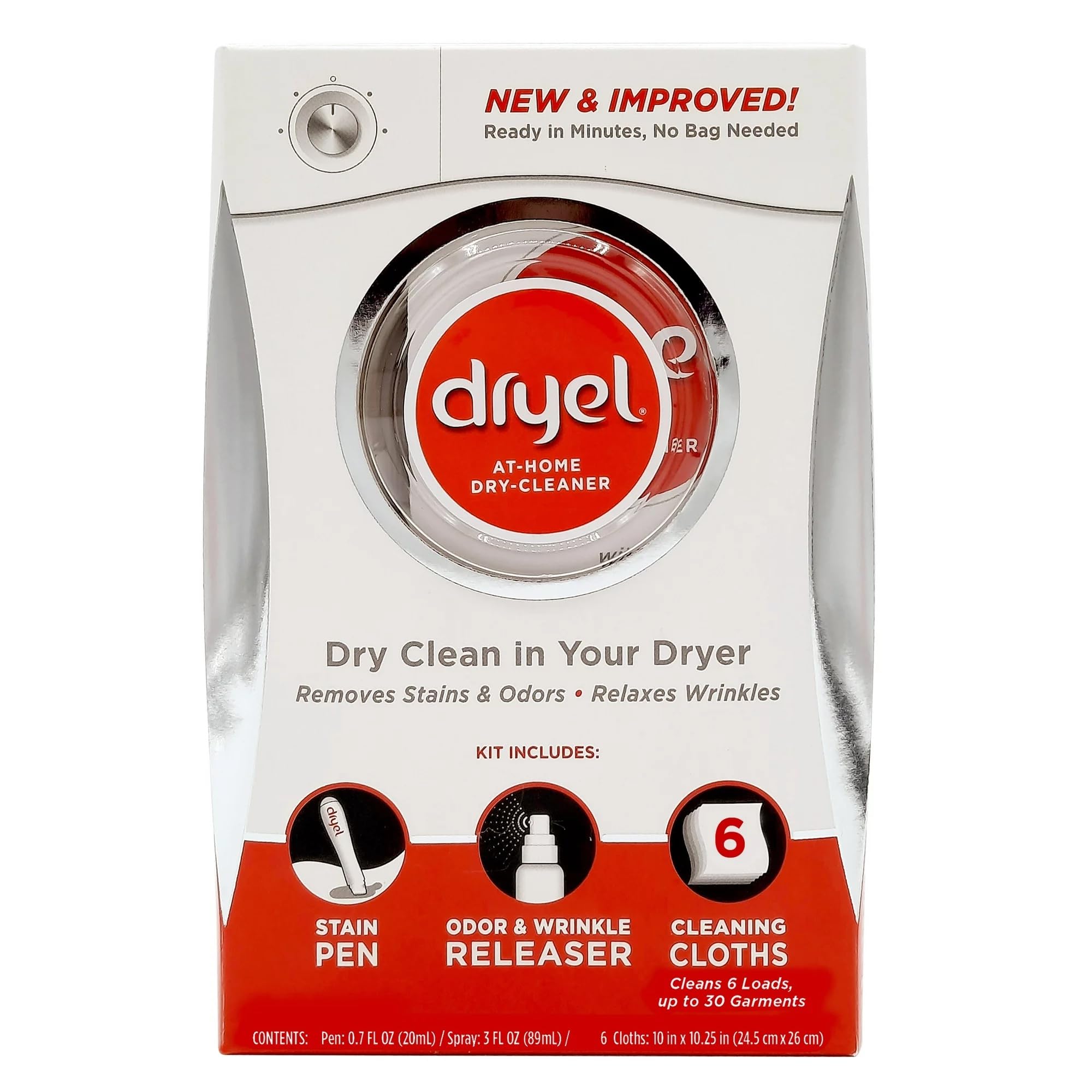 Dryel At Home Dry Cleaner Starter Kit with 6 Cleaning Cloths, Fresh Scent, White