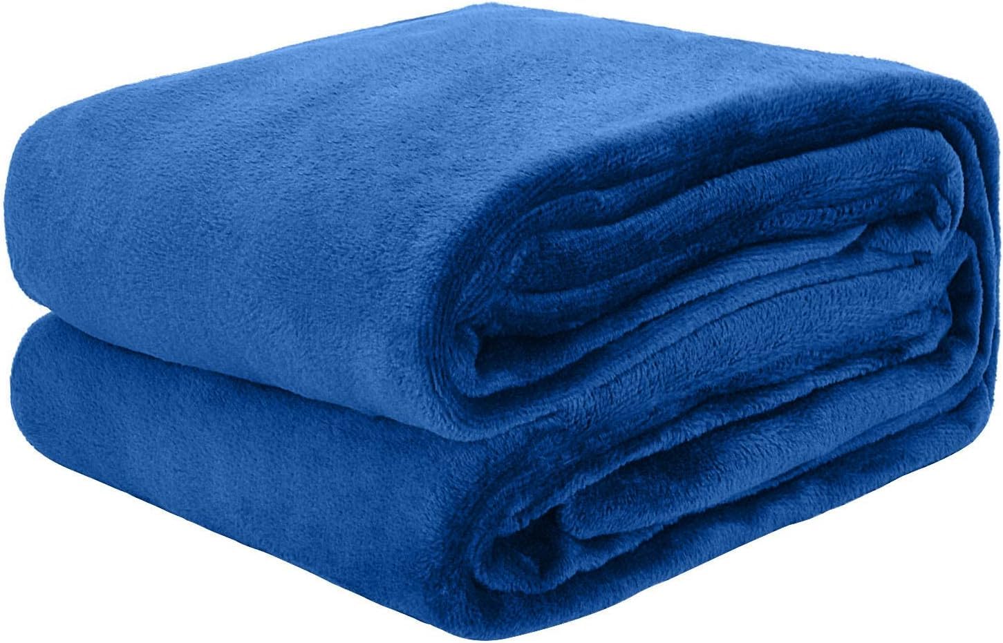 Flannel Fleece Blanket King Size (200x220) for All Season ,Fluffy Blanket Warm Bed Throws for Sofa & Bed ,Comfortable and Soft Flannel Fleece Blanket (Azure)