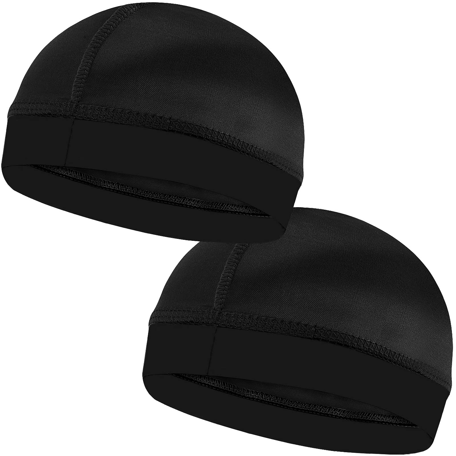 2Pcs Wave Cap Silky Stocking Wave Caps for Men, Good Compression Over Durag(Black)