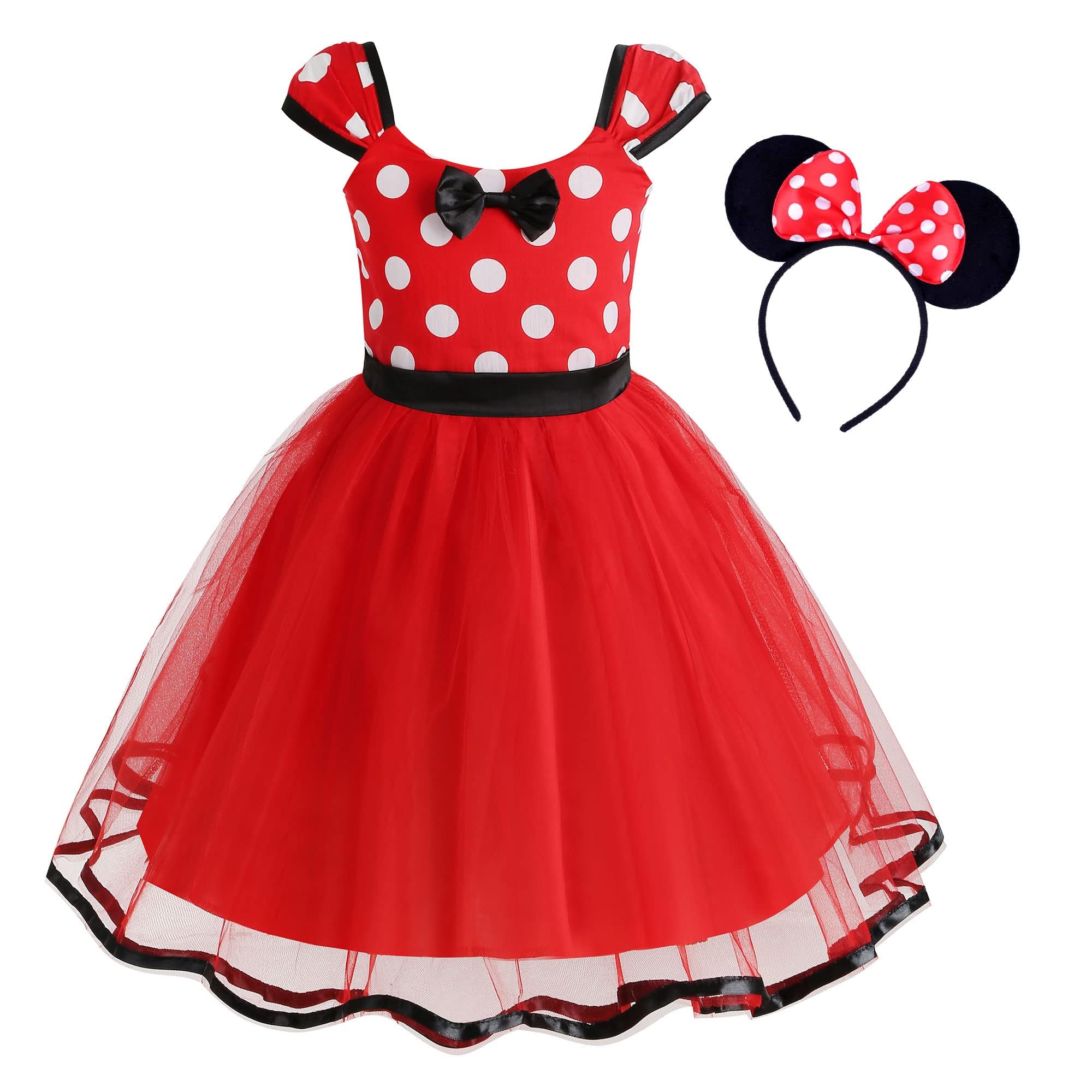 LAUPHIE Princess Dresses for Girls Minnie Mouse Dress Minnie Mouse Birthday Outfit Minnie Mouse Costume