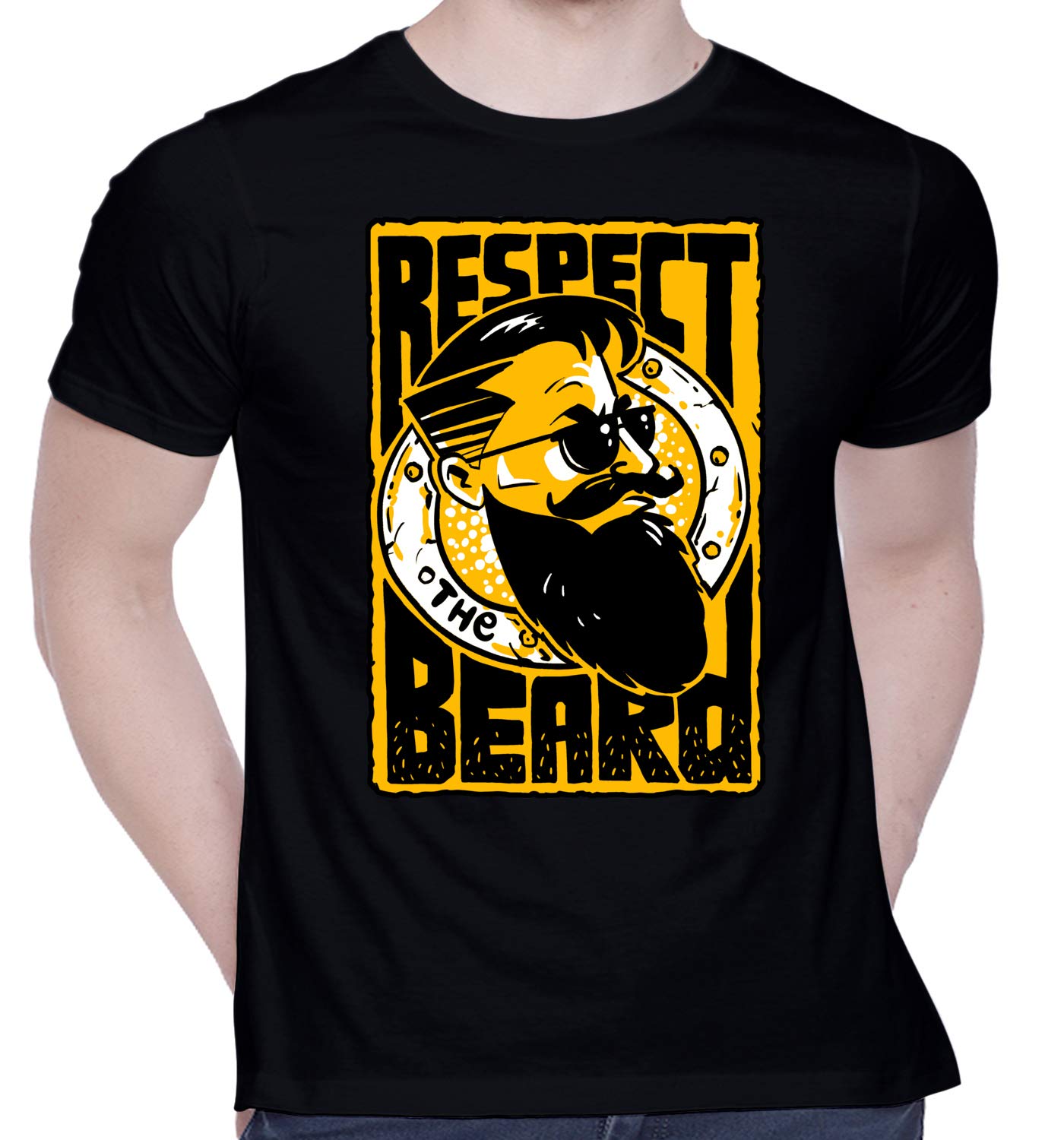 CreativiTGraphic Printed T-Shirt for Unisex Respect The Beard Tshirt | Casual Half Sleeve Round Neck T-Shirt | 100% Cotton | D00064-30