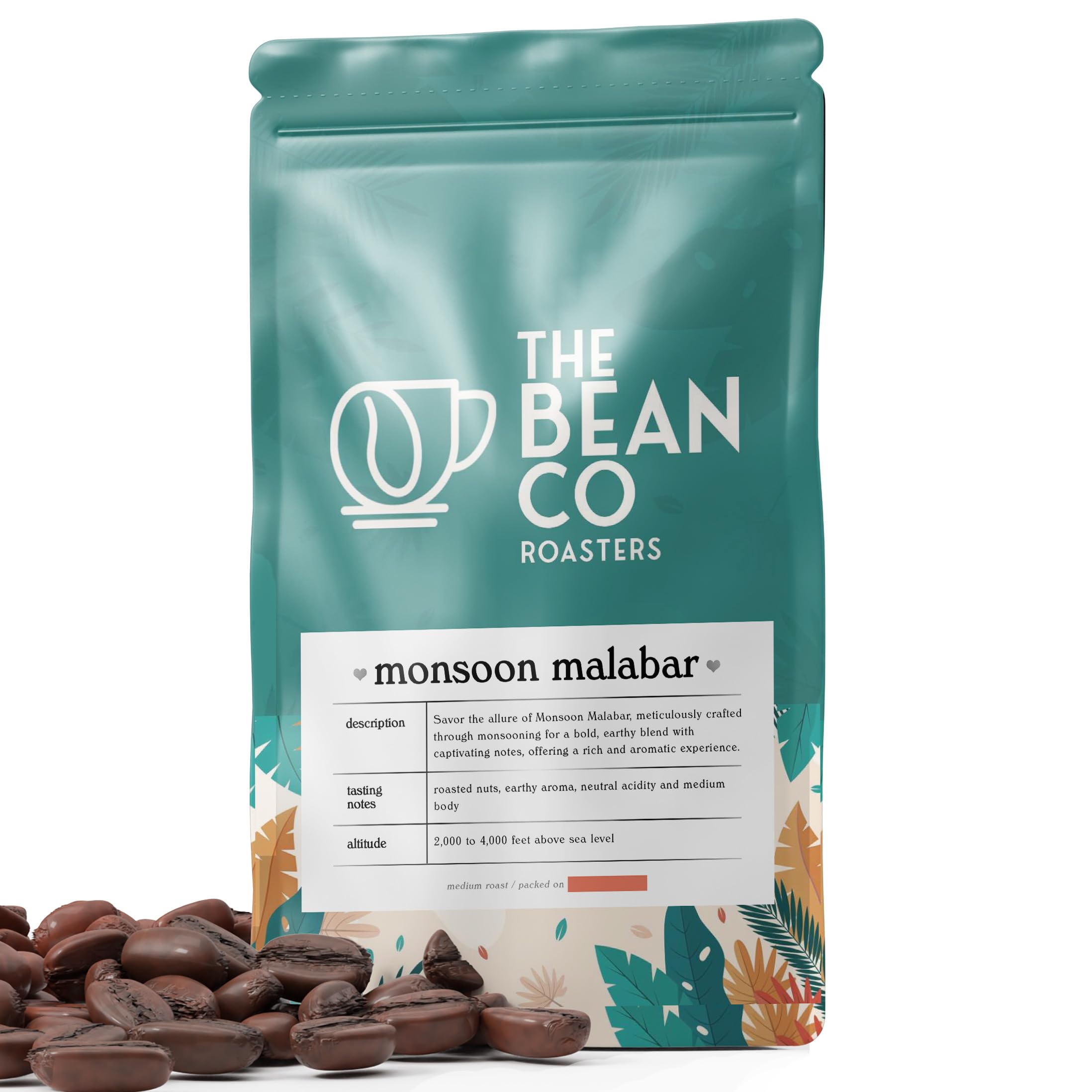 THE BEAN CO Monsoon Malabar AA | Medium Roast | Roasted Coffee Beans | 100% Arabica (Whole Bean, 250 g)