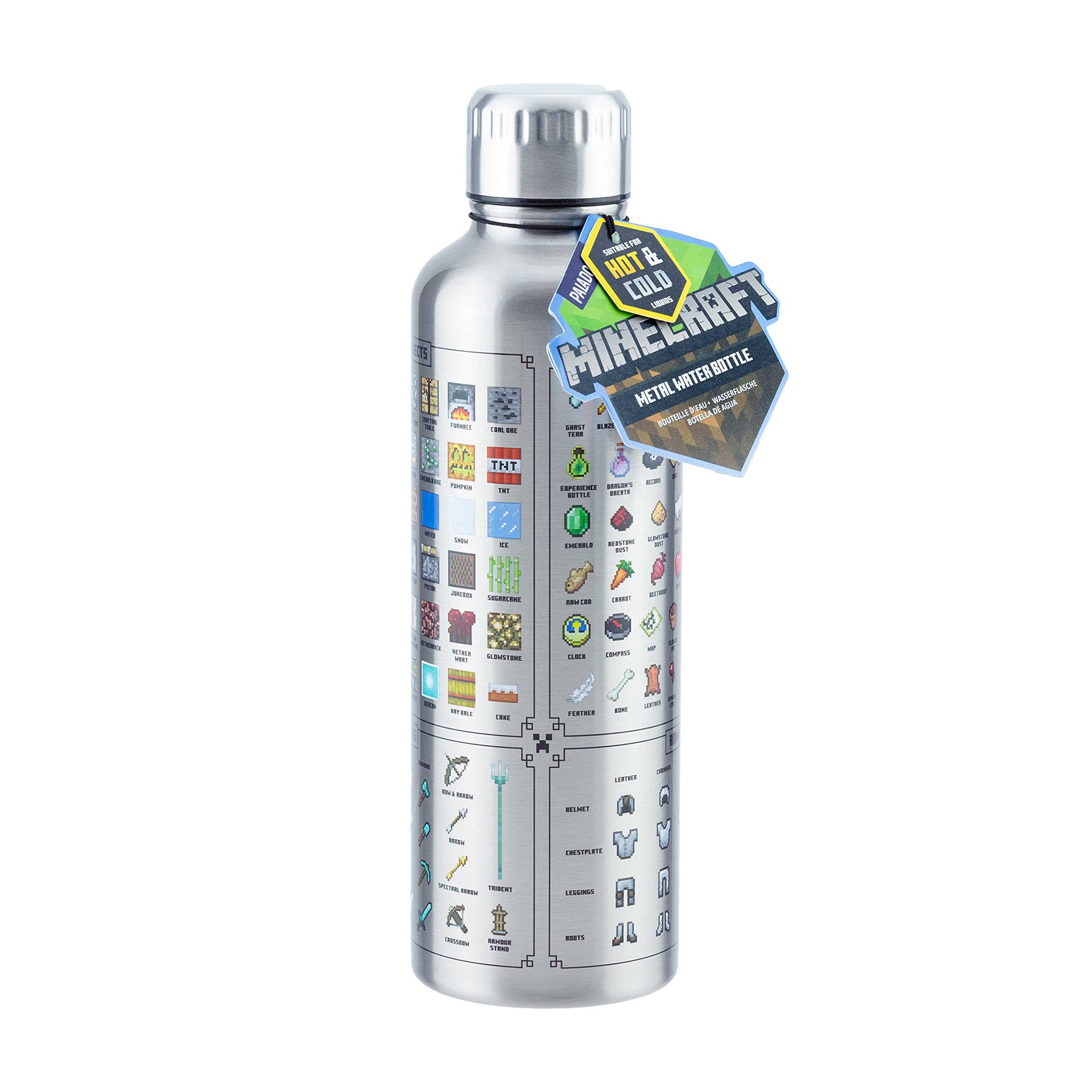 Paladone, 500ml, Minecraft Metal Water Bottle | Officially Licensed Gaming Merchandise